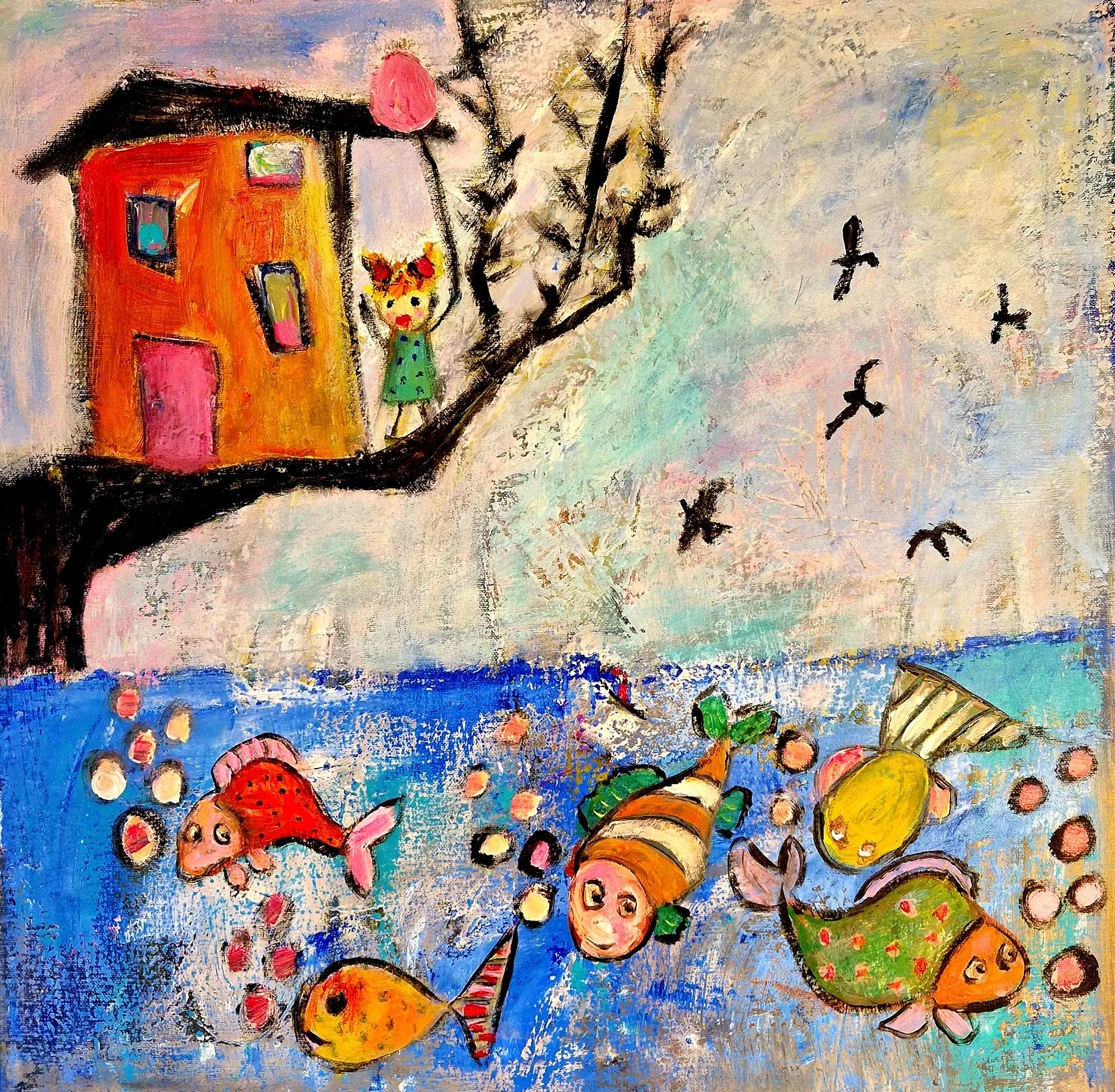 Akrylmålning No title-44 av Birgitta Jonsson Bijon Art
