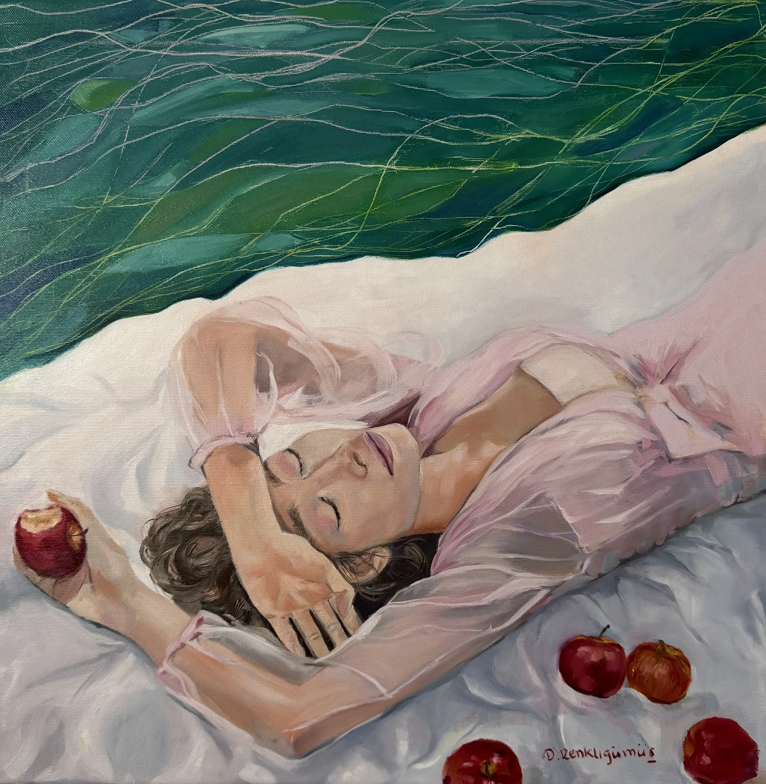 Oljemålning Forbidden Fruit av Diana Renkligumus
