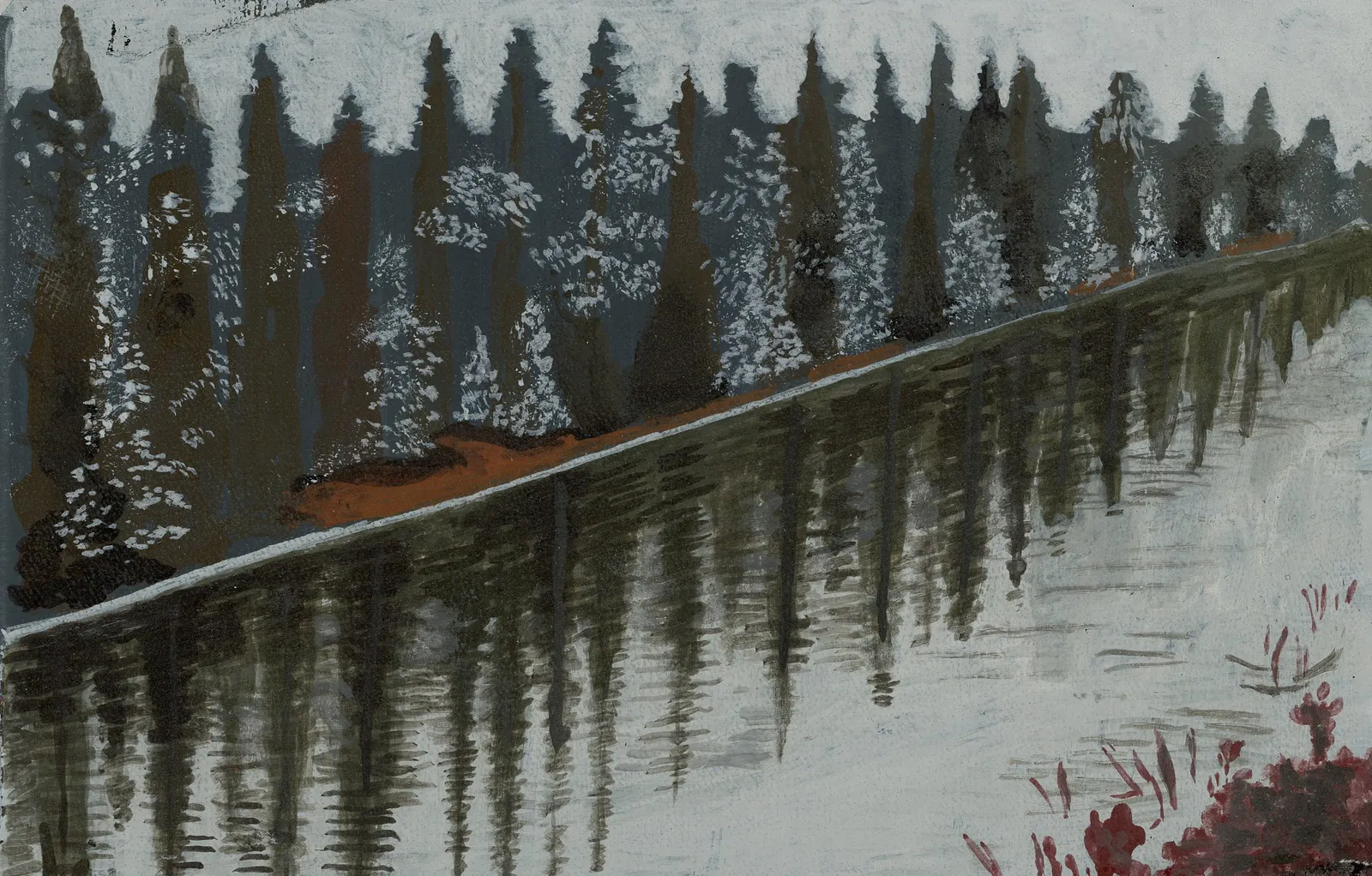 Tysjöarna, äggoljetempera av Margita Lundman