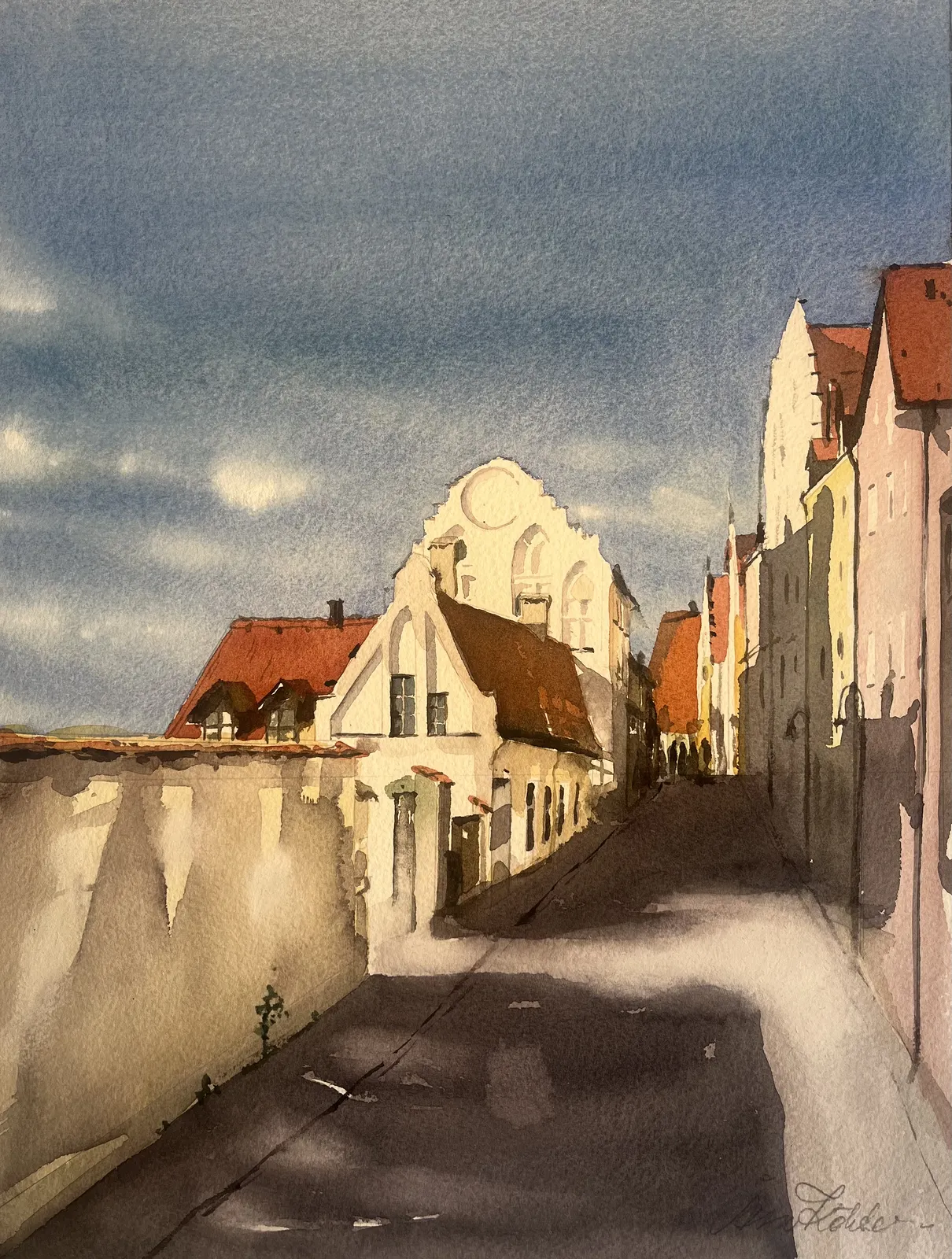 Akvarell Visby av Åsa Köhler