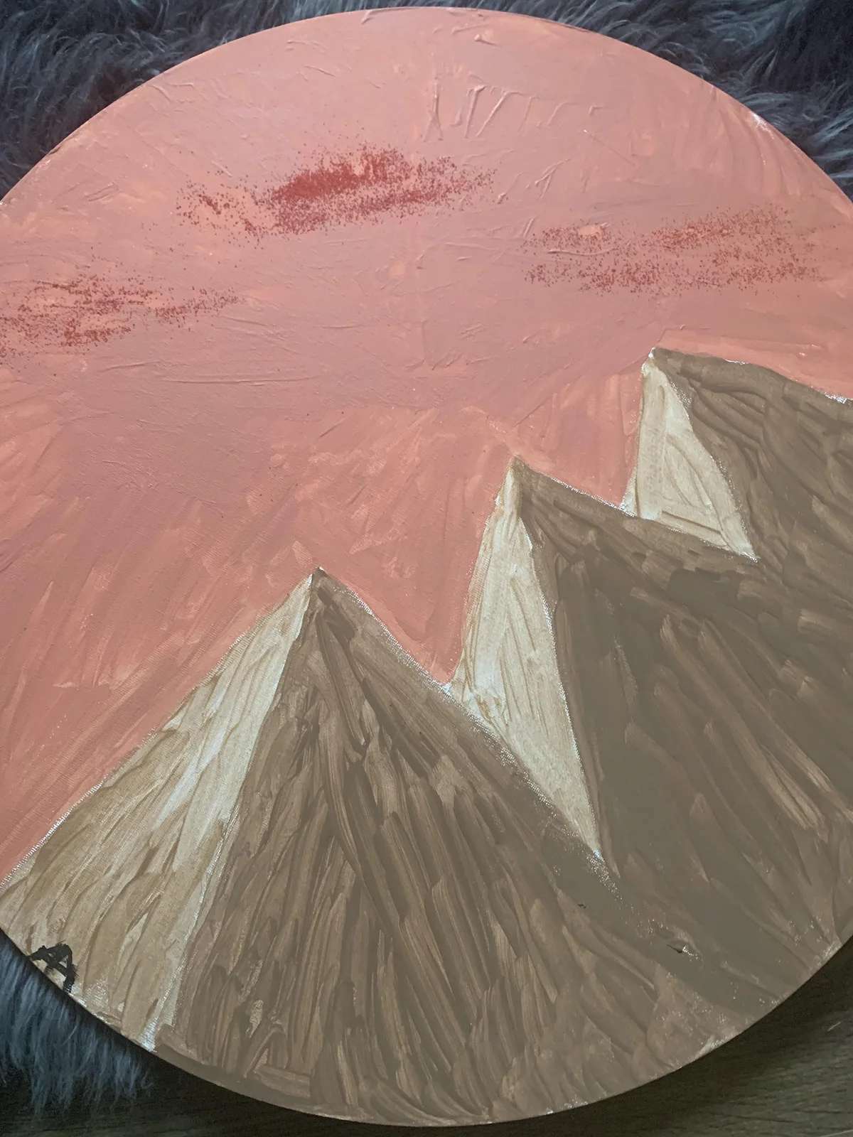 Oljemålning Berg med rosa himmel av Alicia Ahlberg