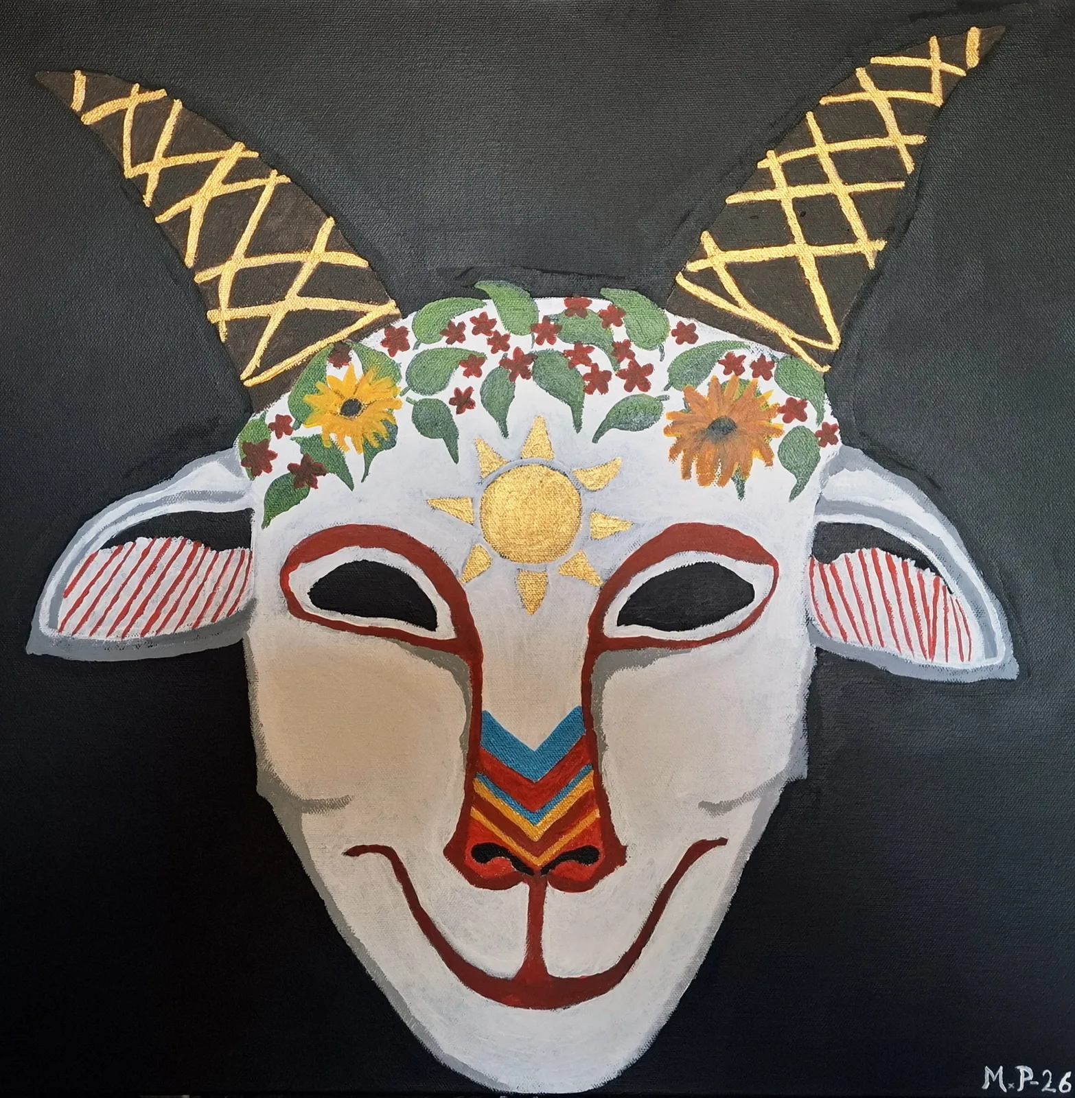 Akrylmålning The Beltane-goat av Melinn Palm