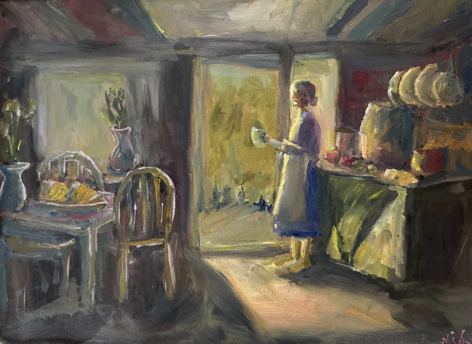 Oljemålning Sunlit stillness av Nida Nadeem