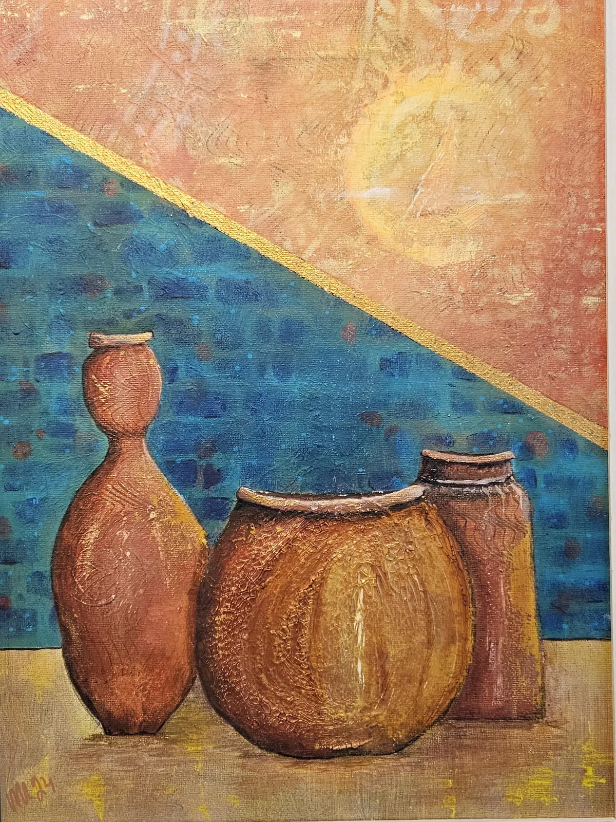 Akrylmålning Ancient pots av Marie Illerbrand