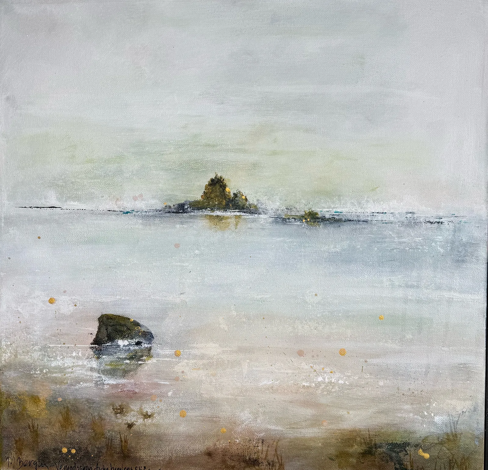 Akrylmålning Vy från stranden - Storagåsa av Monica Berglin