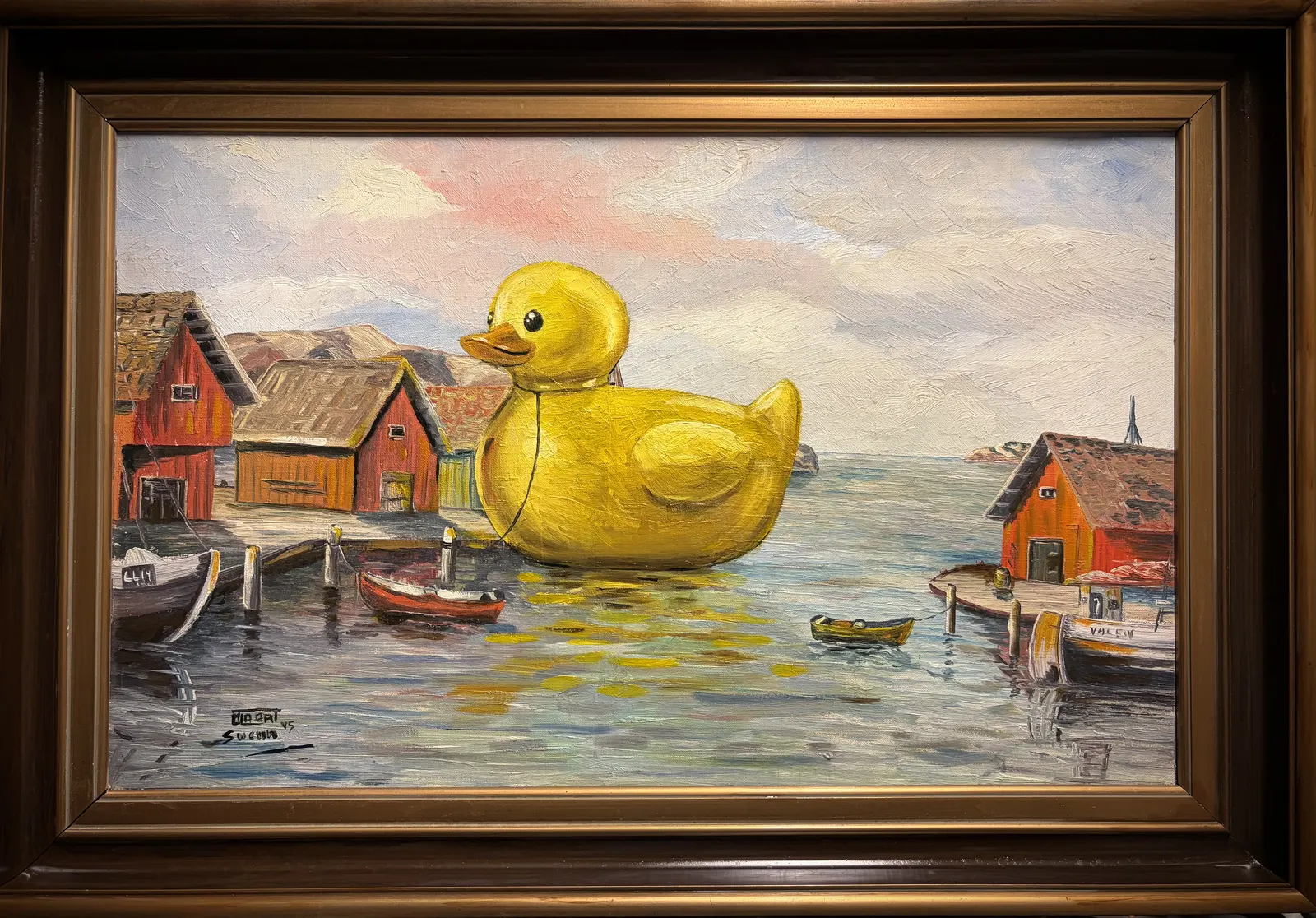 Oljemålning Min är större än din av Ola Art
