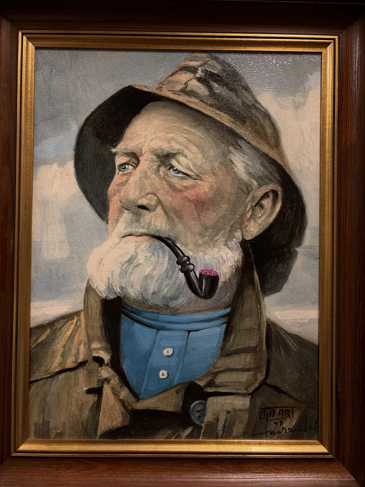 Akrylmålning Jag brukade ställa mig i hamnen och låtsas att jag var rökare av Ola Art