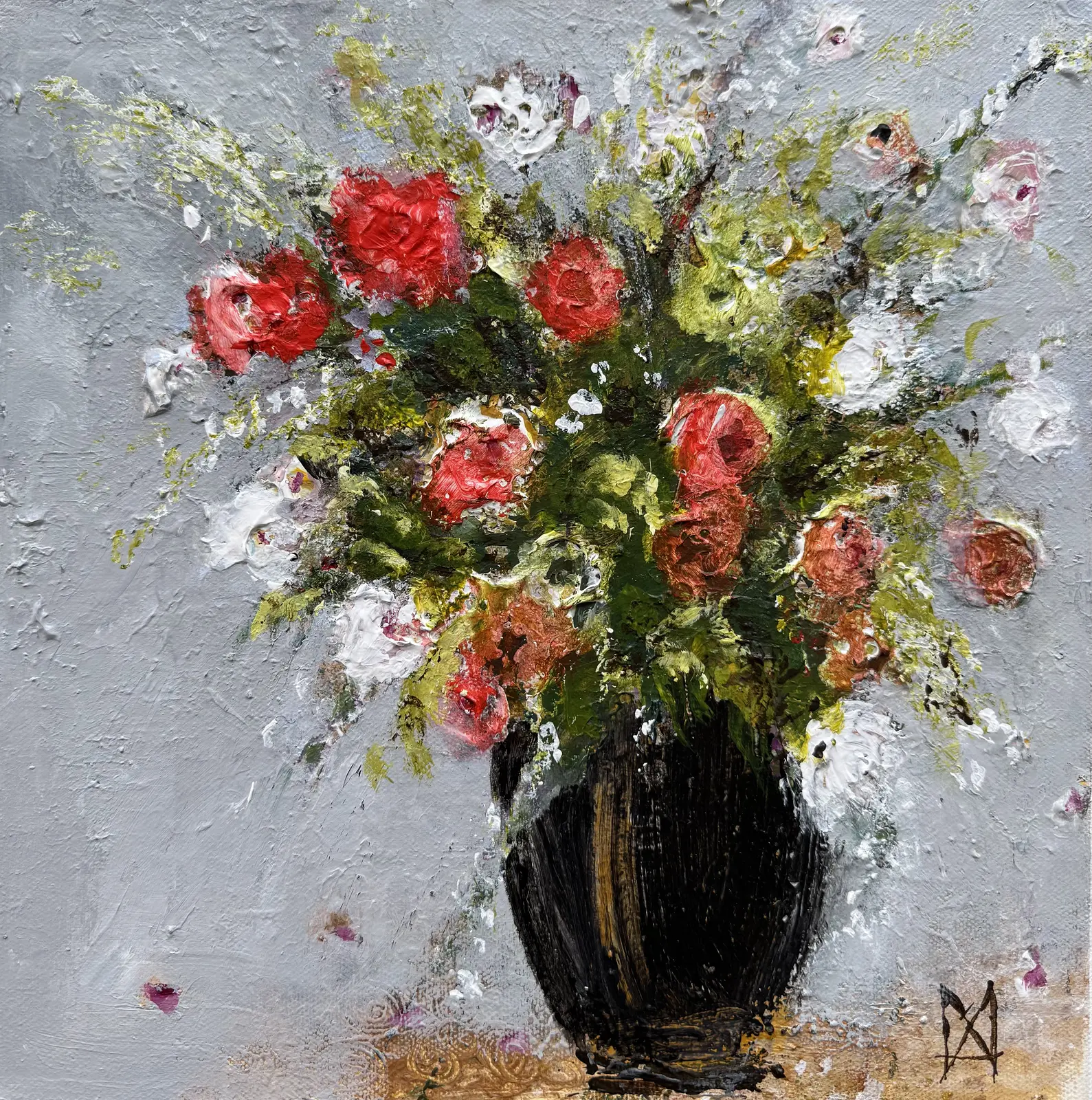 Akrylmålning Little flowers makes you happy av Annette MA Stocker