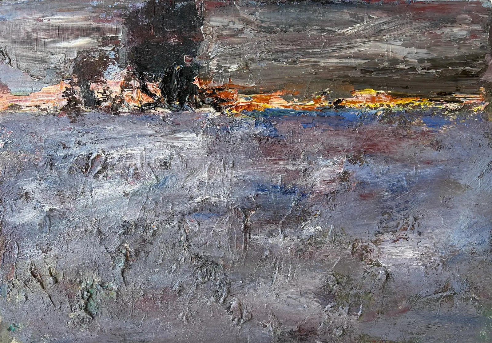 Oljemålning Landscape with Snow av Zakhar Shevchuk