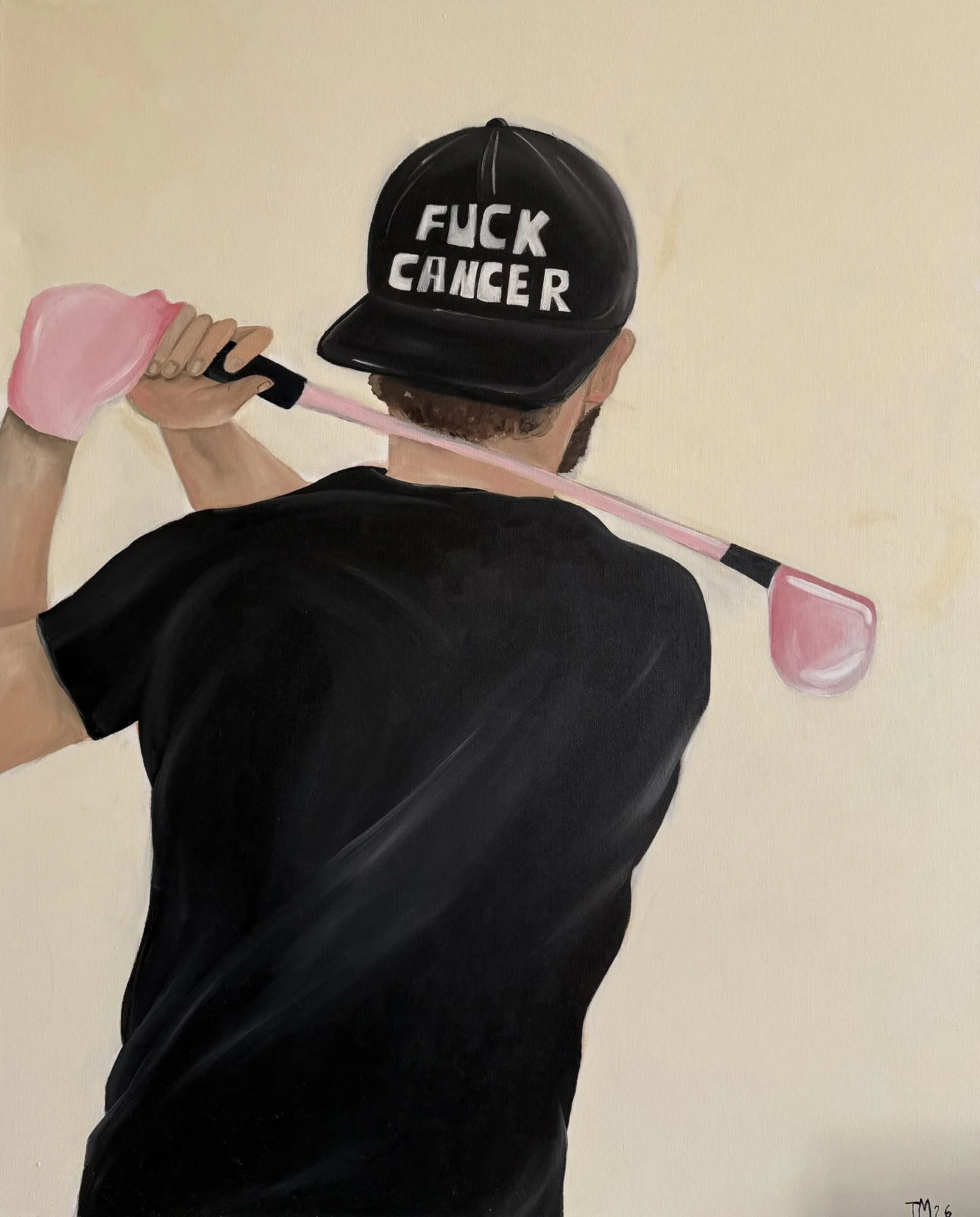 Oljemålning F*ck Cancer av Tara Monfared