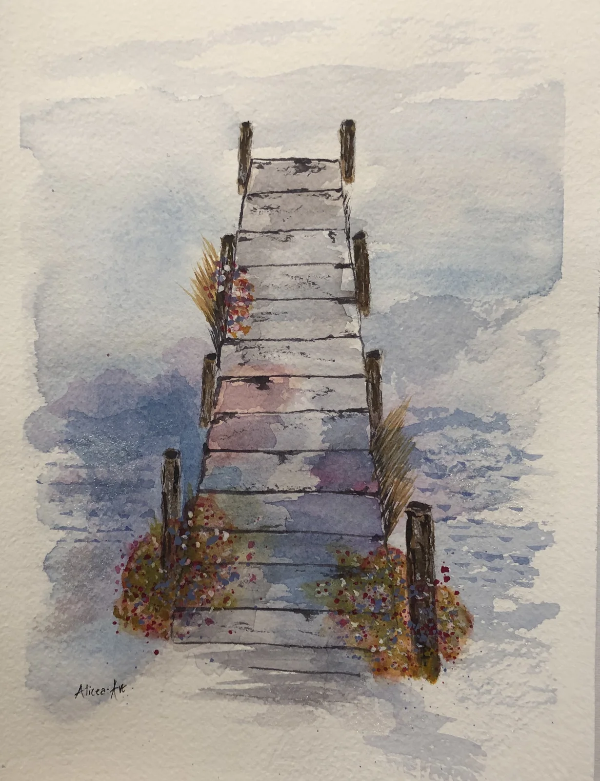 Akvarell Brygghäng av Hélena Melind