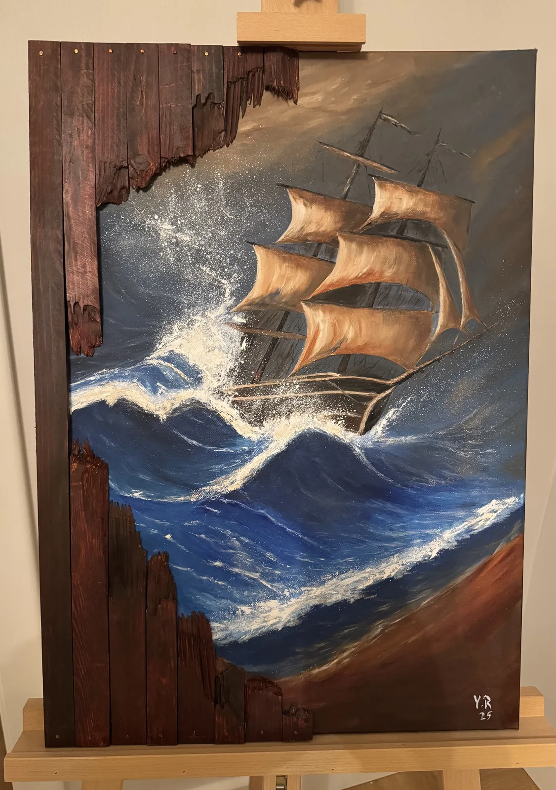 Oljemålning Genom stormen av Yohan Rashmeh