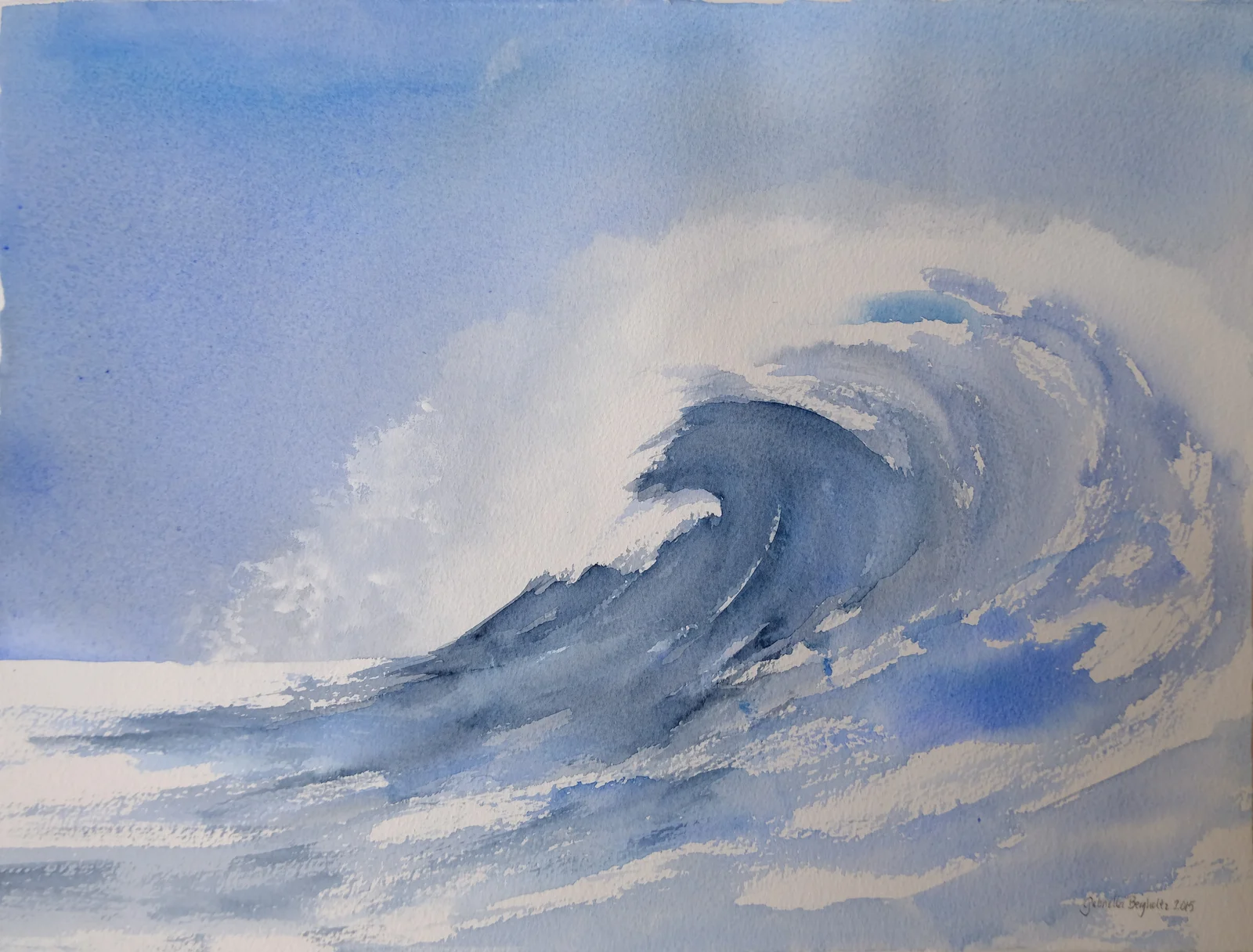 Akvarell Vågen av Gabriella Bergholtz