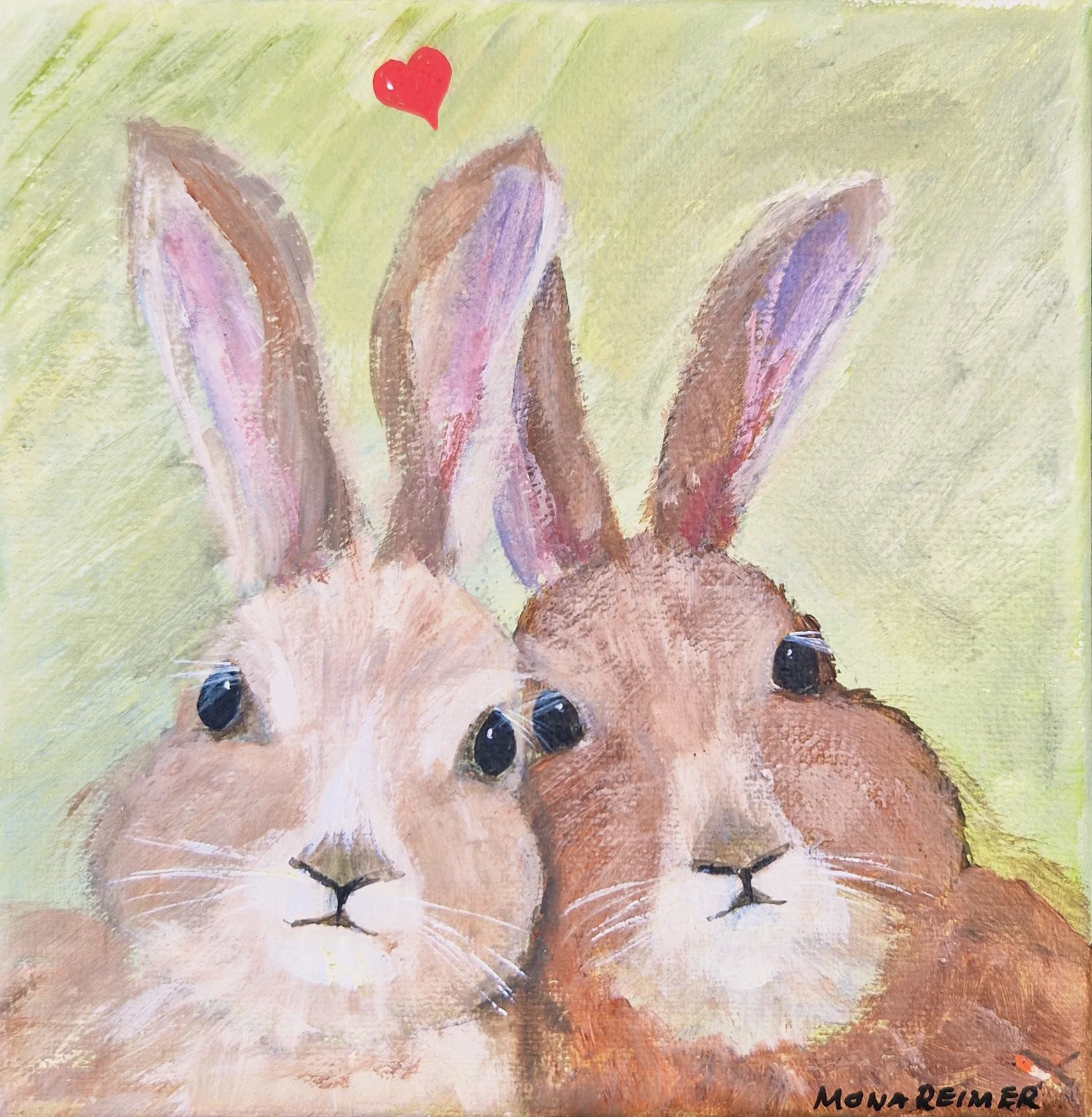 Akrylmålning Love is in the air av Mona Reimer