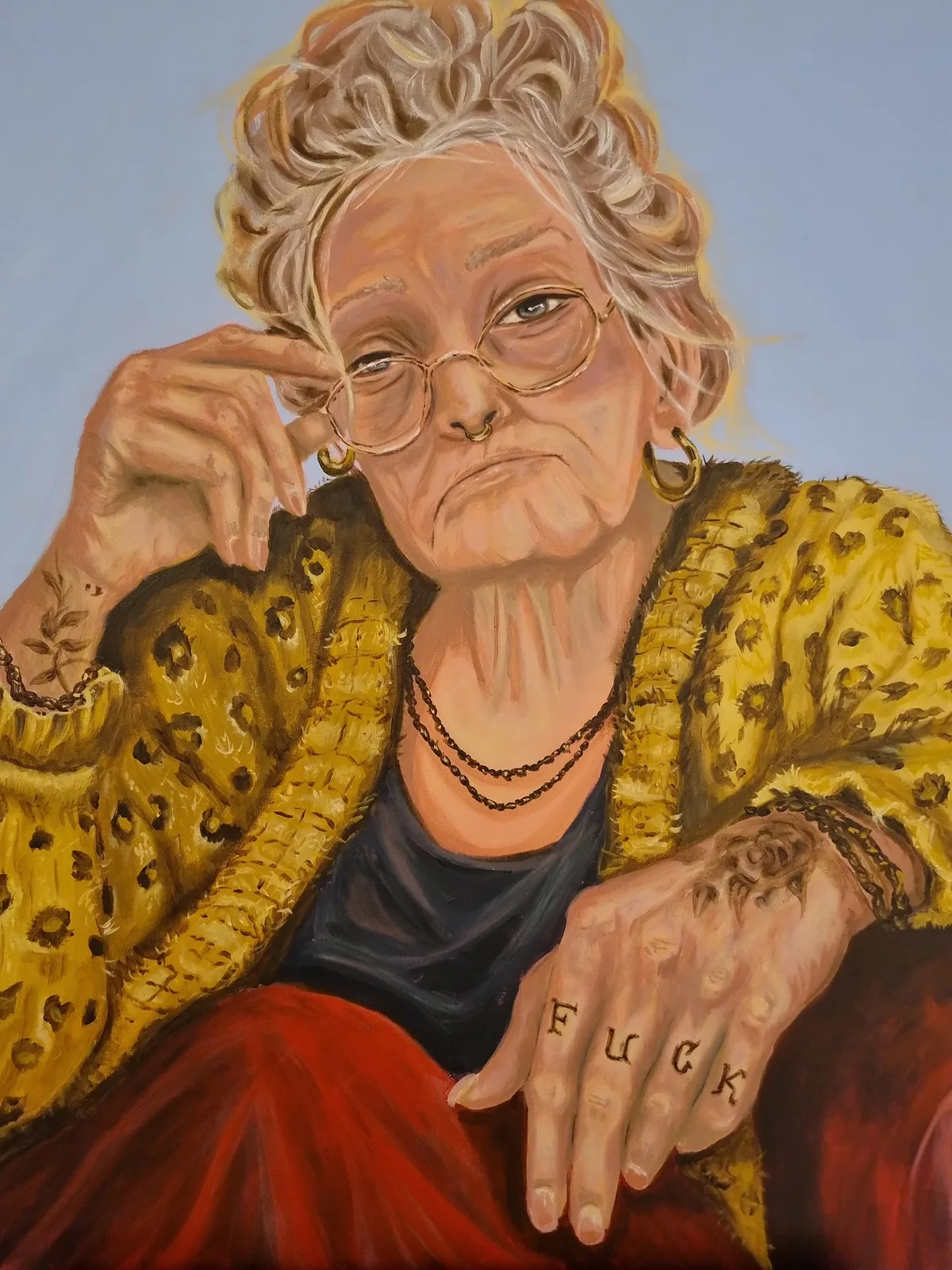 Akrylmålning Fuck life av Cecilia Lundberg