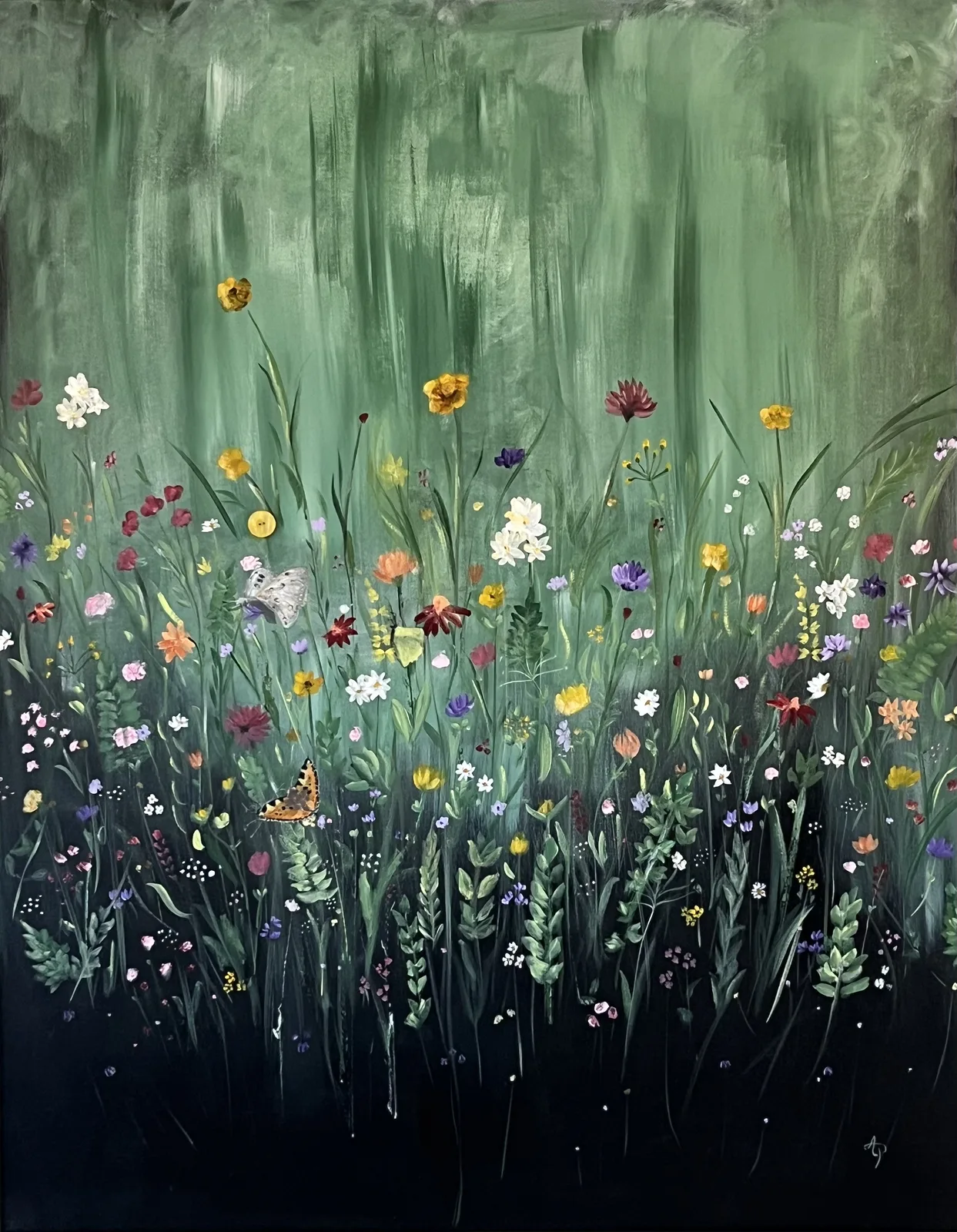 Akrylmålning Ängen av Annika Persson