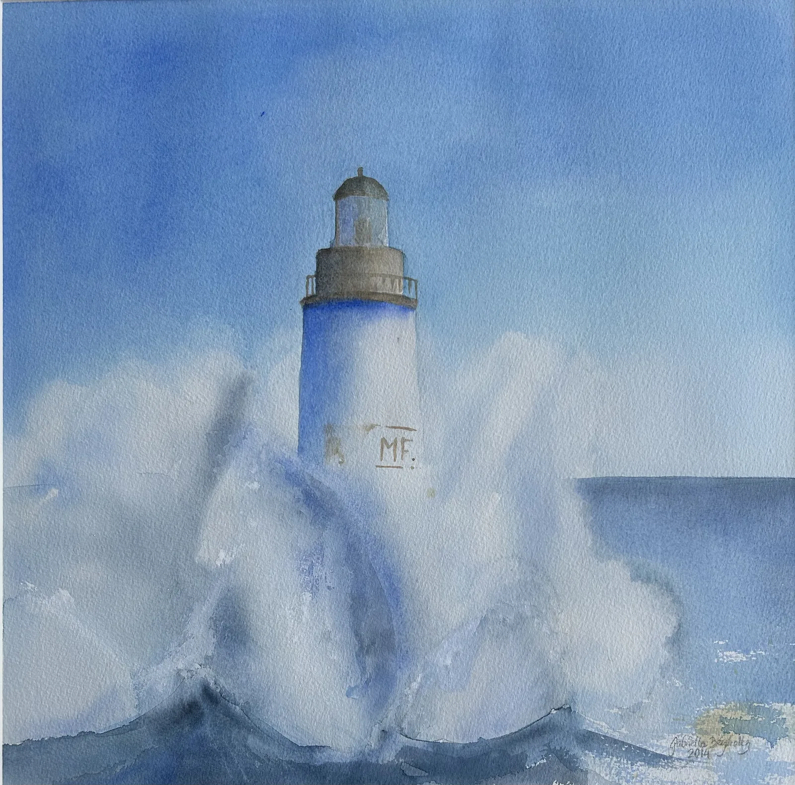 Akvarell Fyren av Gabriella Bergholtz
