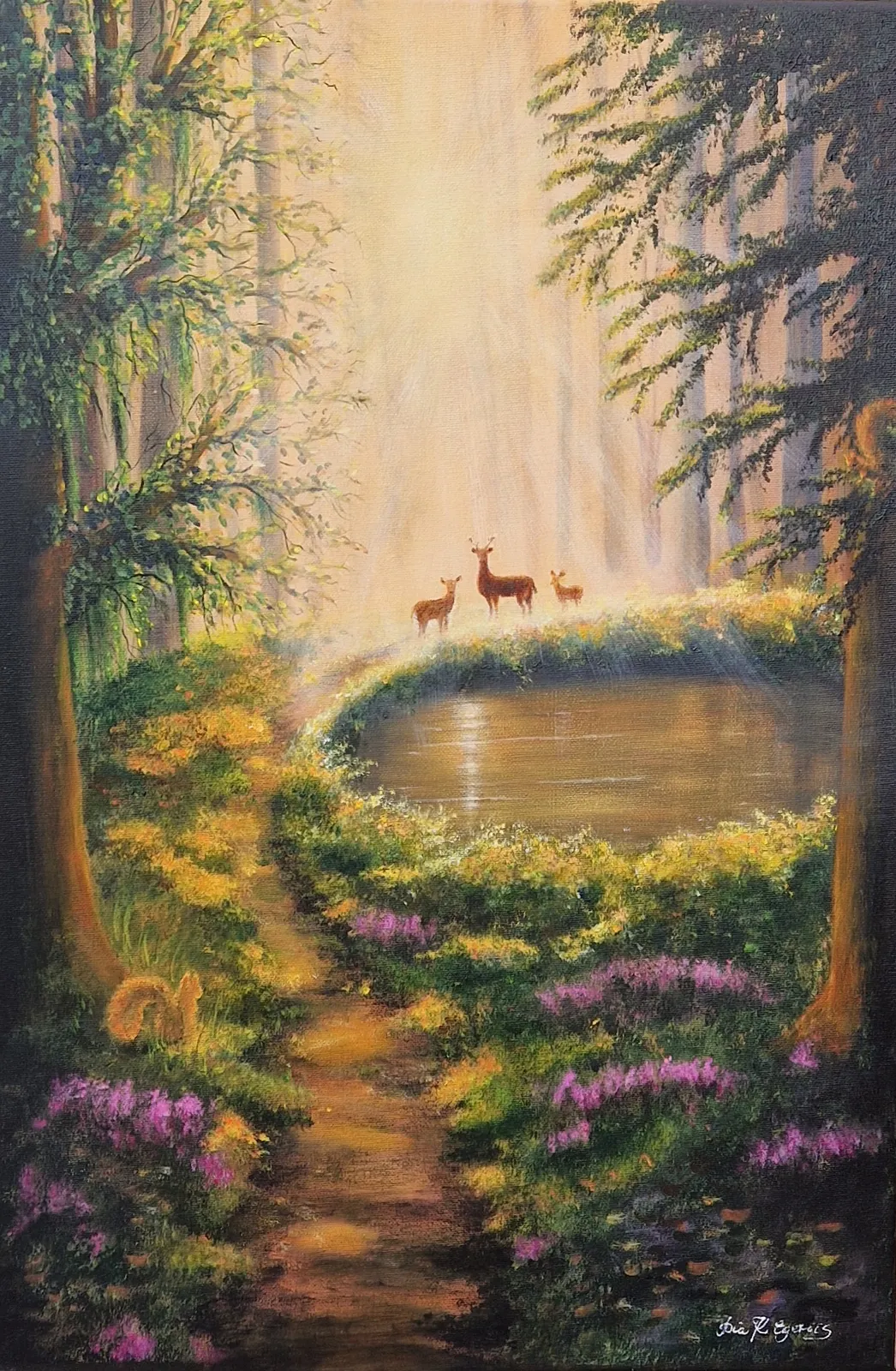 Akrylmålning Gathering in The Light av Pia K. Egeriis