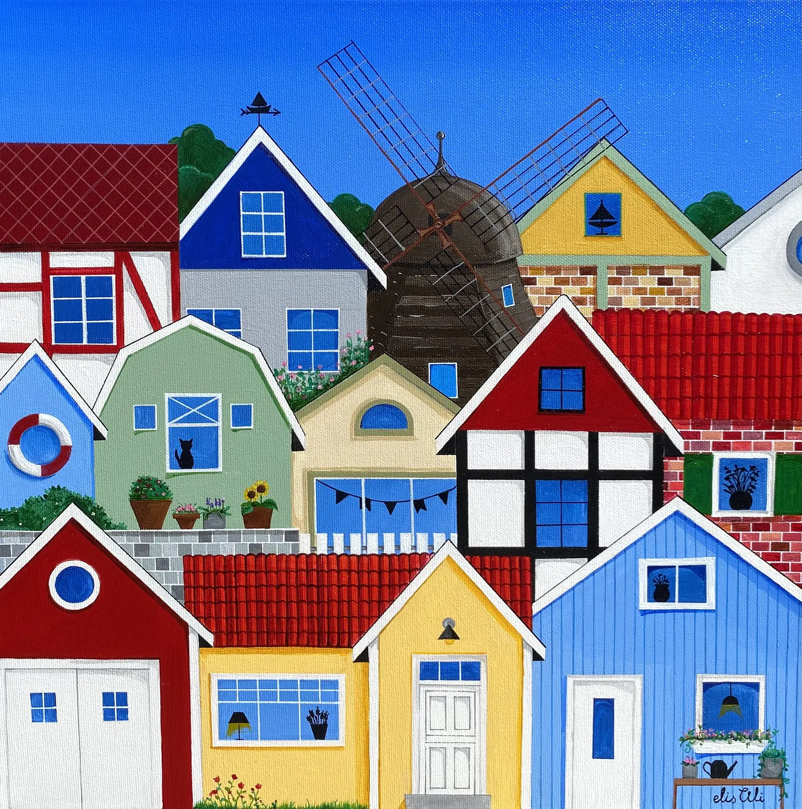 Akrylmålning Kvarnkvarteret av Elis Ali