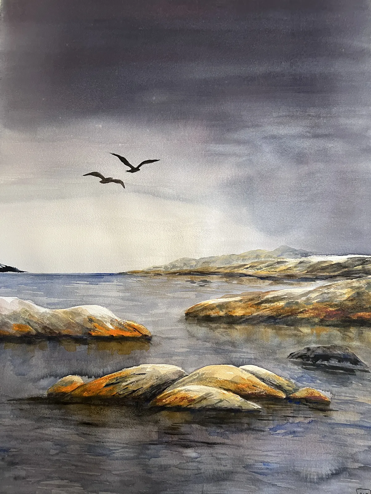 Akvarell Öarna av Marita Johansson