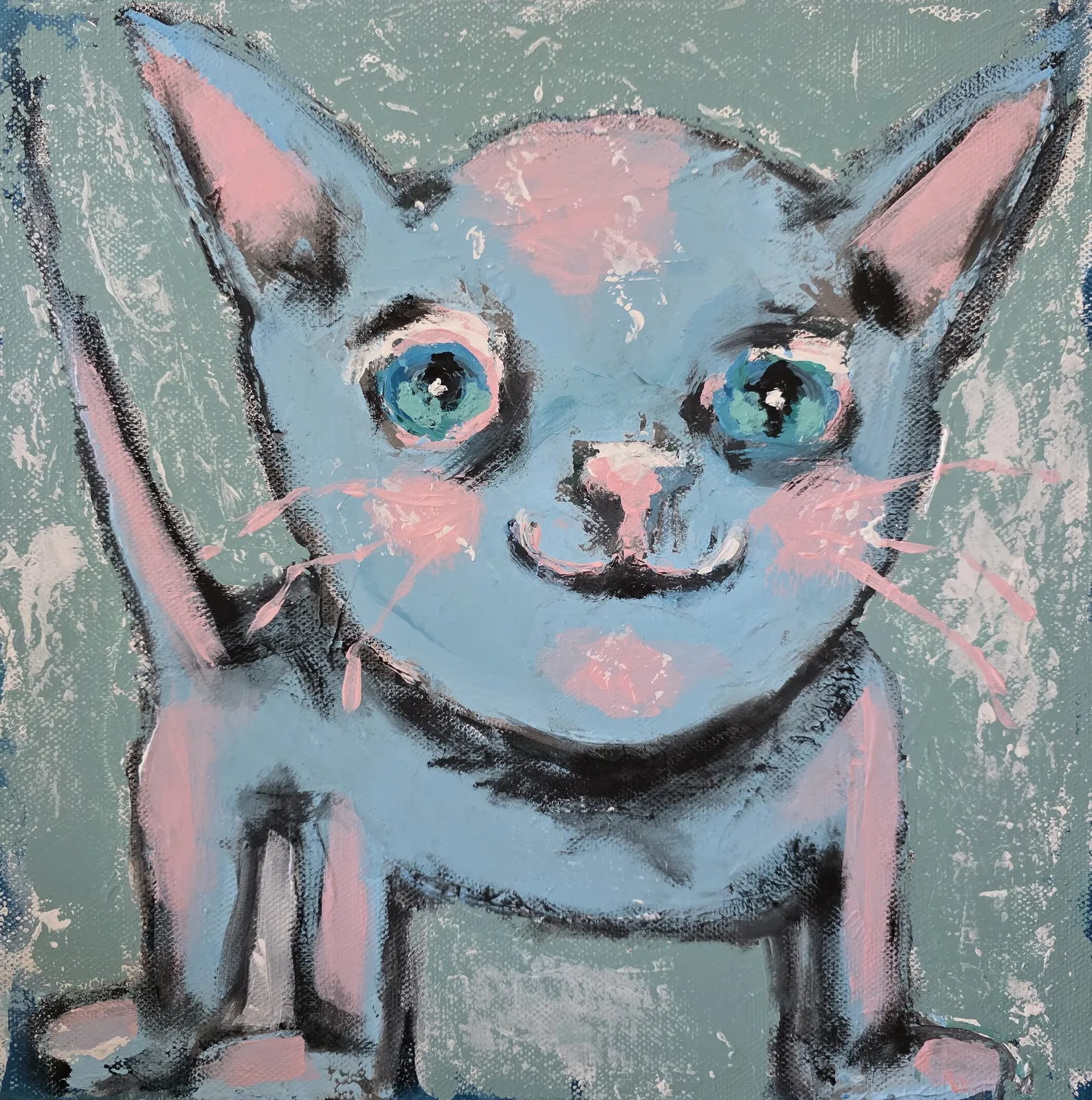 Akrylmålning Happy av Erika Eriksson