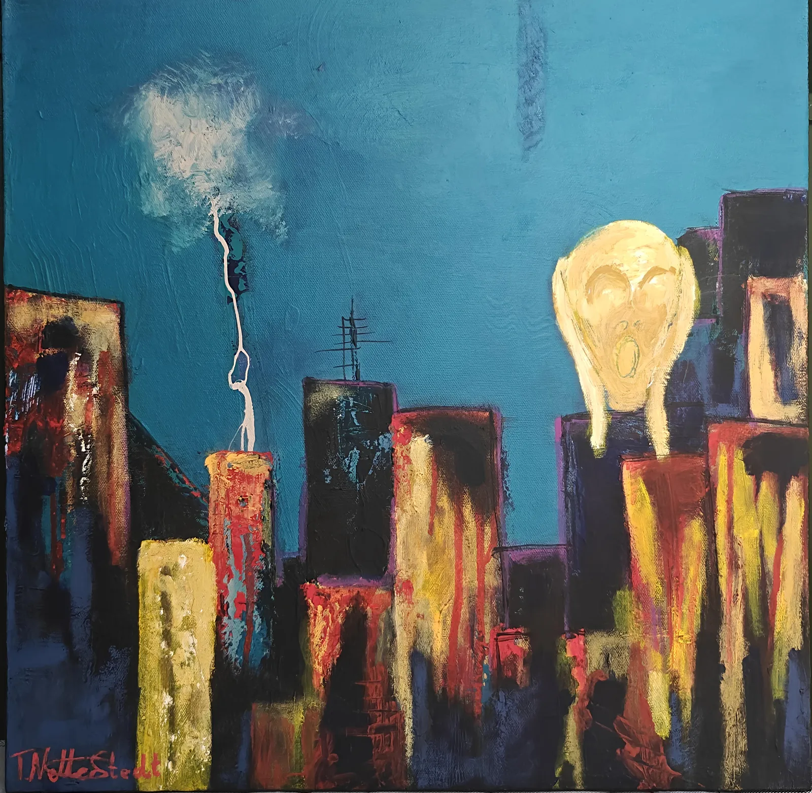 Akrylmålning Skriet Från Staden av Thomas Netterstedt