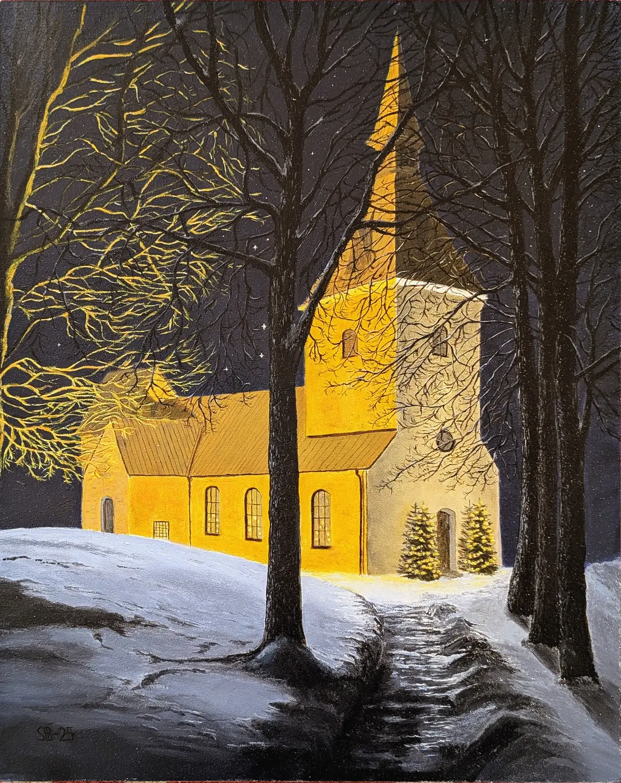 Oljemålning Brännkyrka Kyrka av Sofia Bexelius