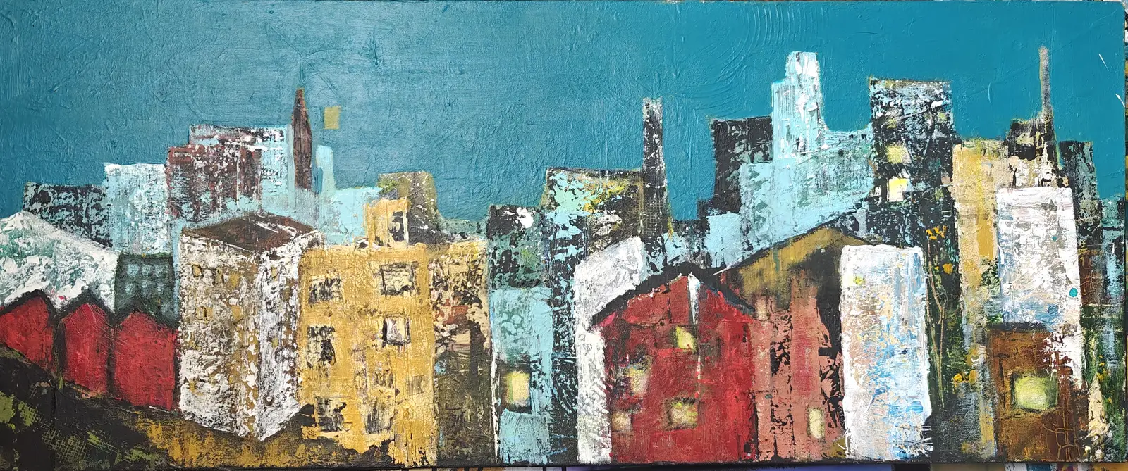 Akrylmålning Stad I Ljus av Thomas Netterstedt