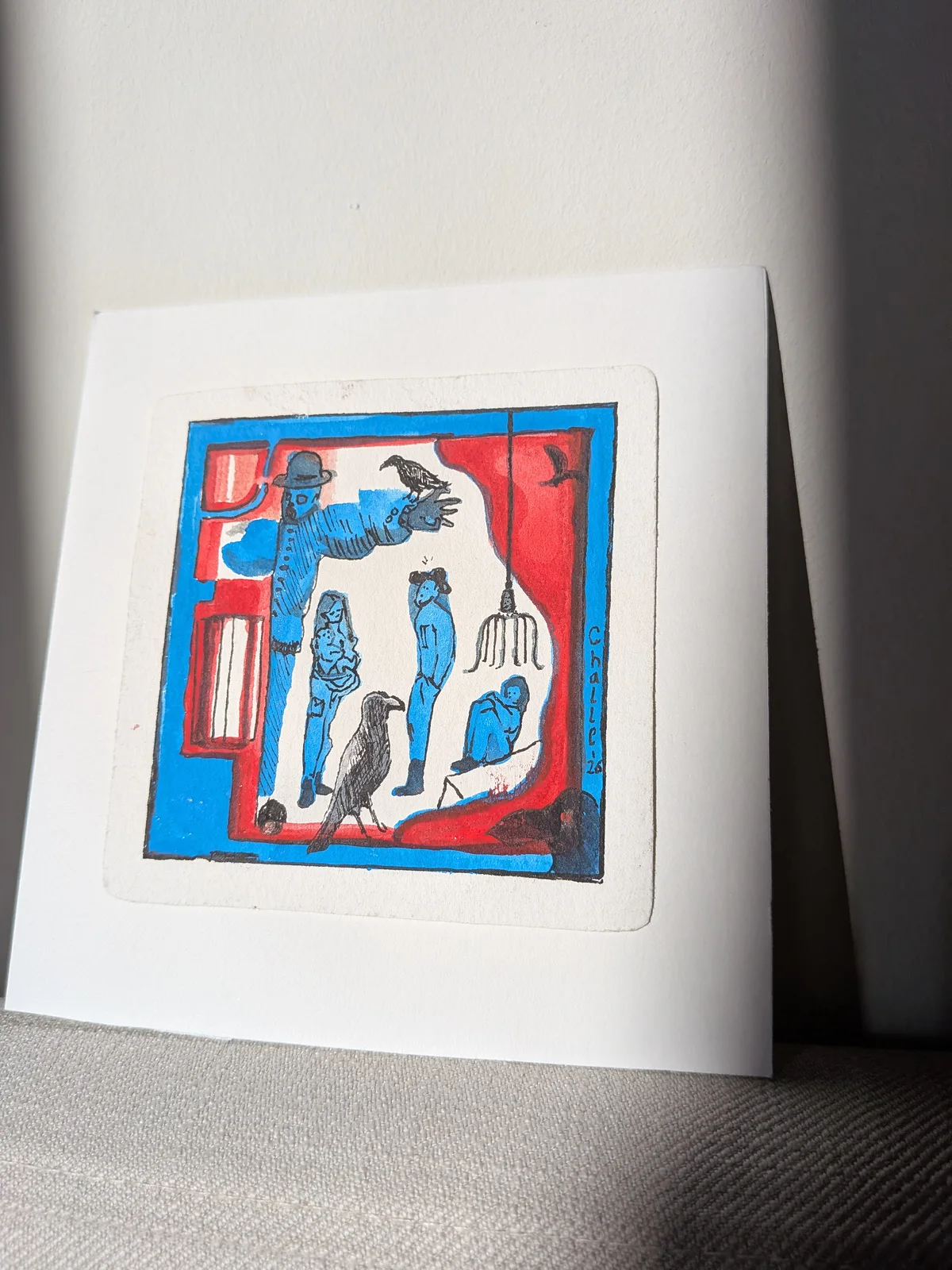 Akvarell Kontoret i skräck. av Charles Abrams