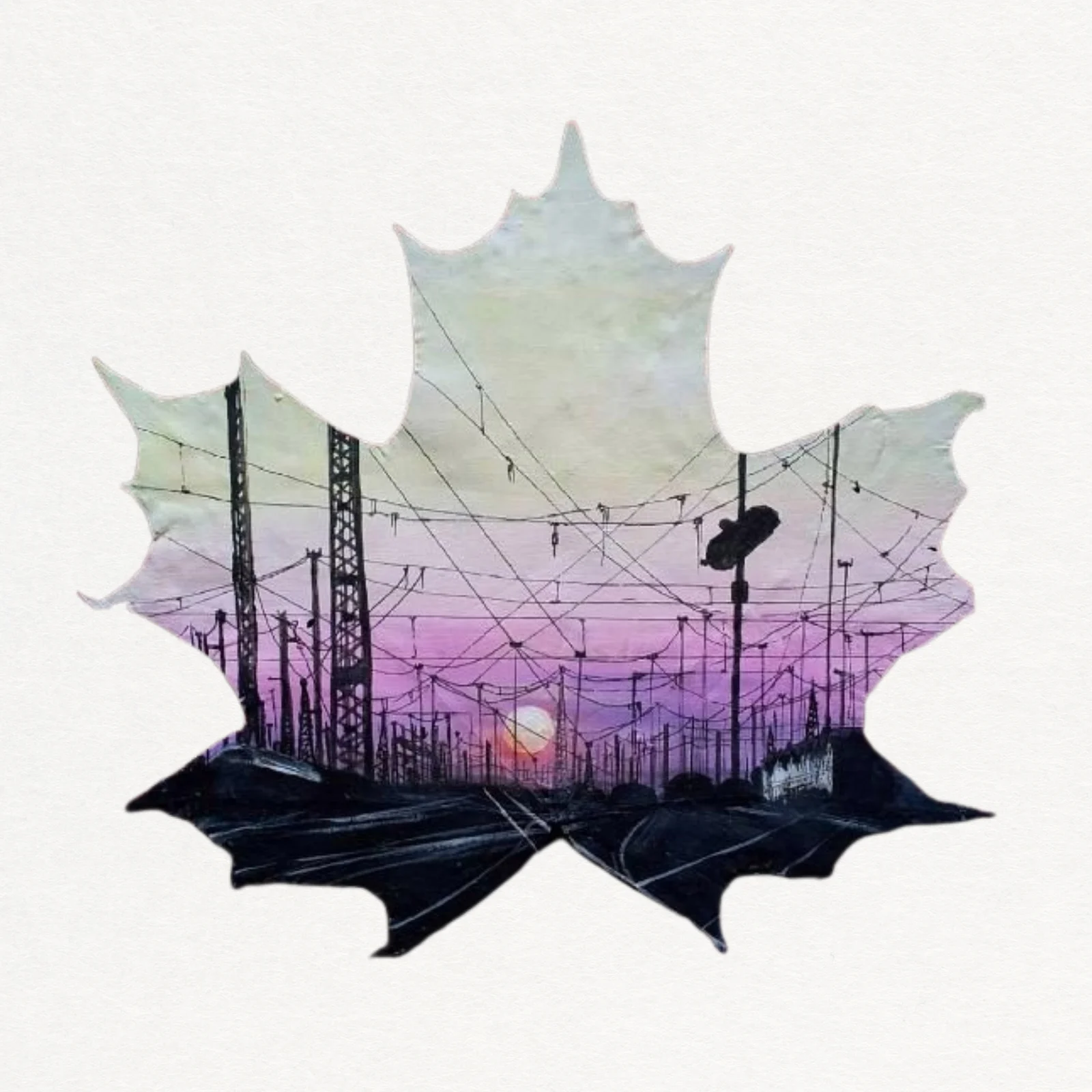 Akrylmålning Målat på lönnlöv No. 2 av Susanna Lind