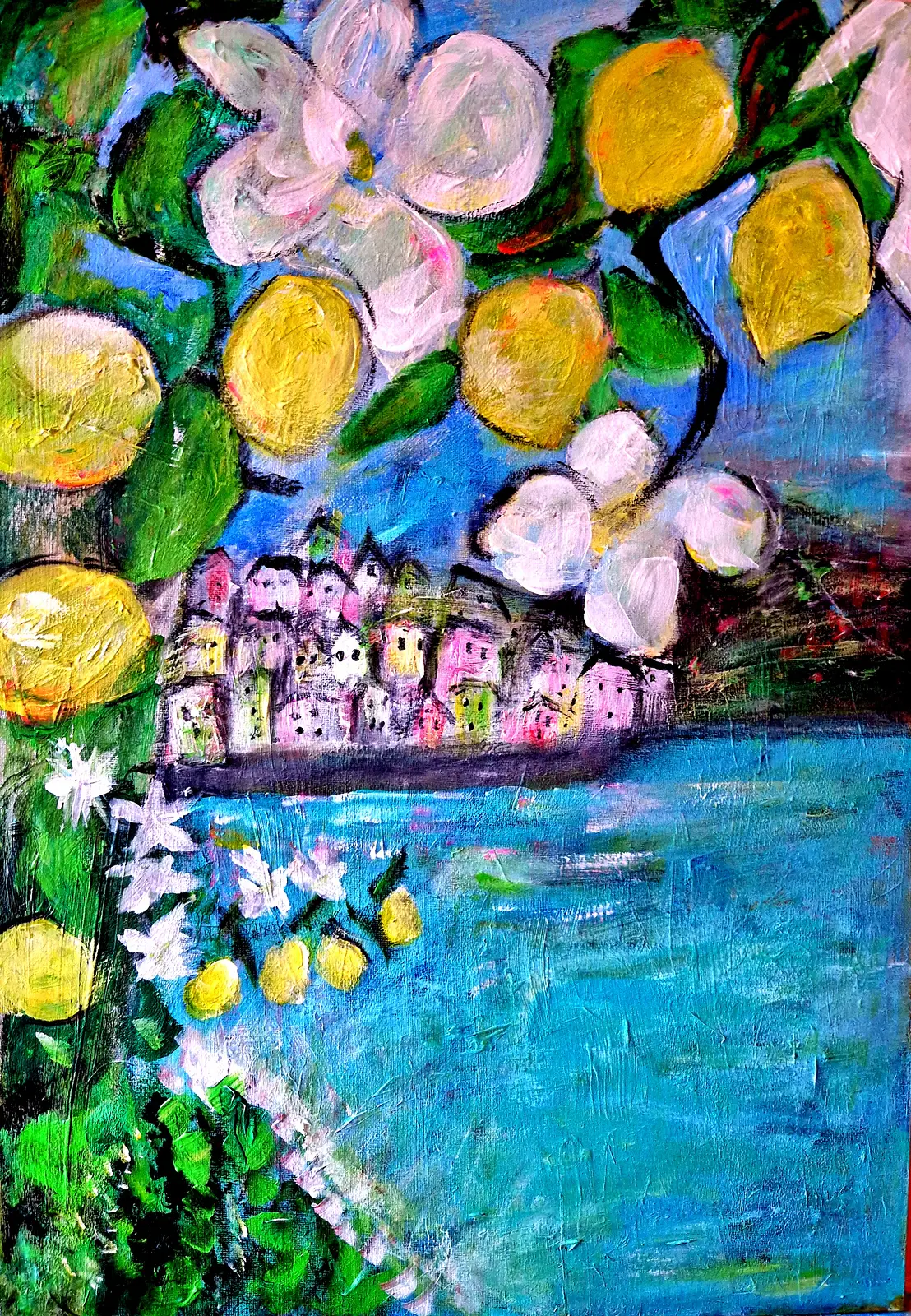 Akrylmålning Italien av Birgitta Jonsson Bijon Art