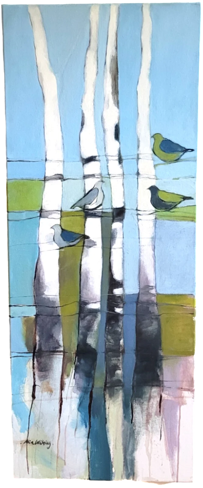 Oljemålning Samling i Björkarna av Mia Wiking