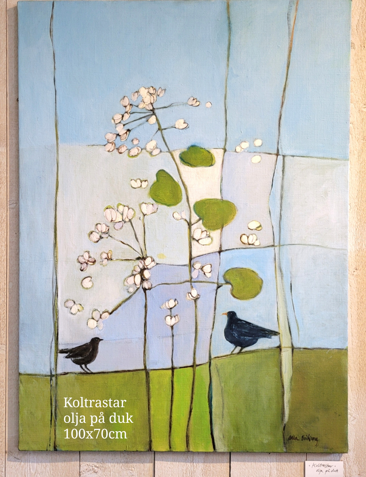 Oljemålning Koltrastar av Mia Wiking