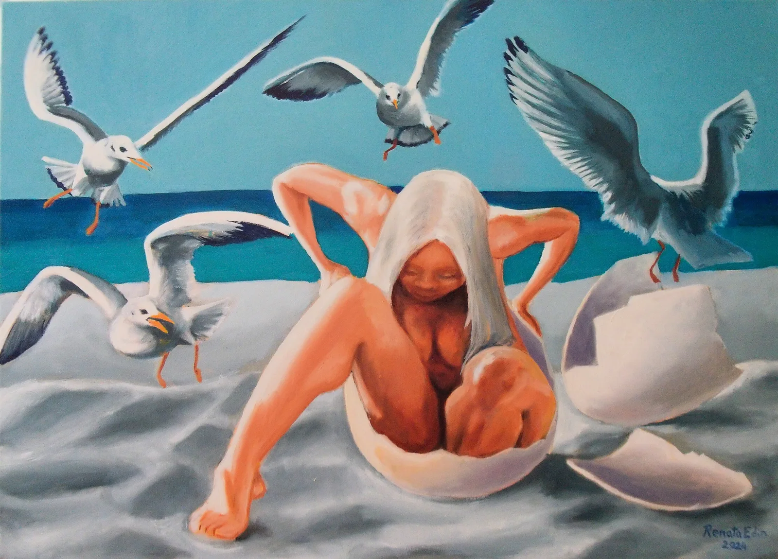 Oljemålning Newborn av Renata Edin