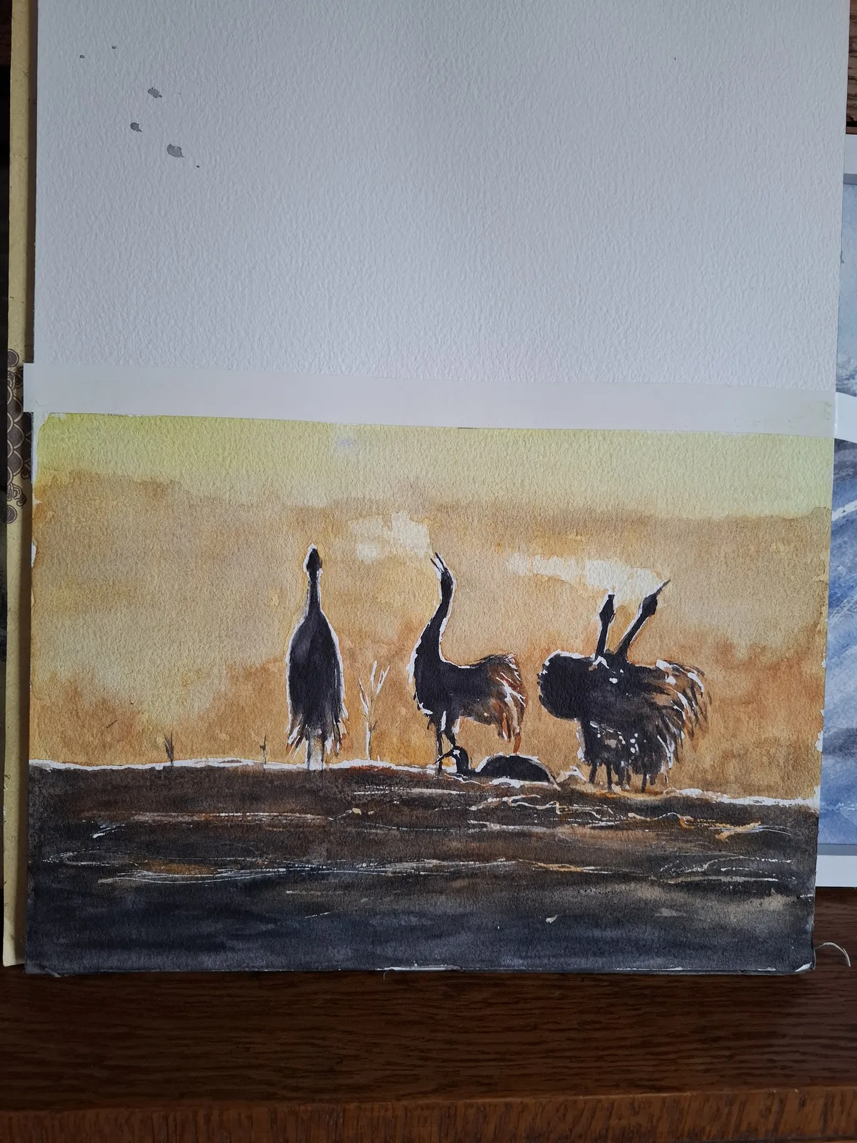 Akvarell Tranor av Eleonore Svensson Svensson Eklund