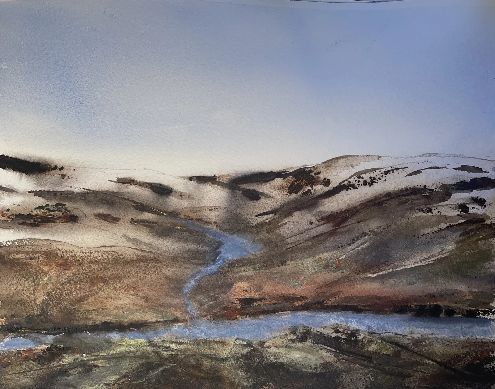 Akvarell Fjällbäck av Maria Möller