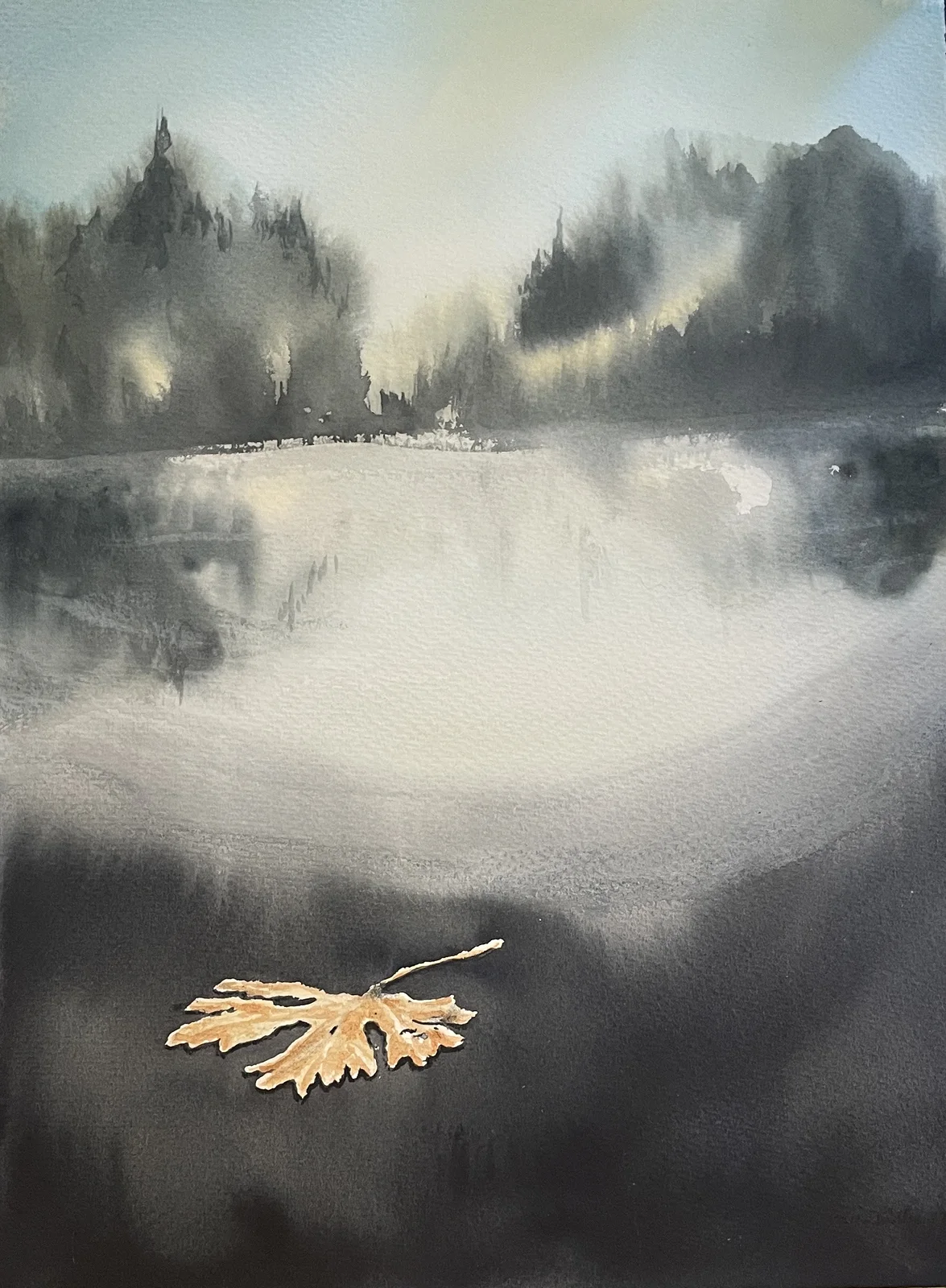 Akvarell Lövet av Maria Möller