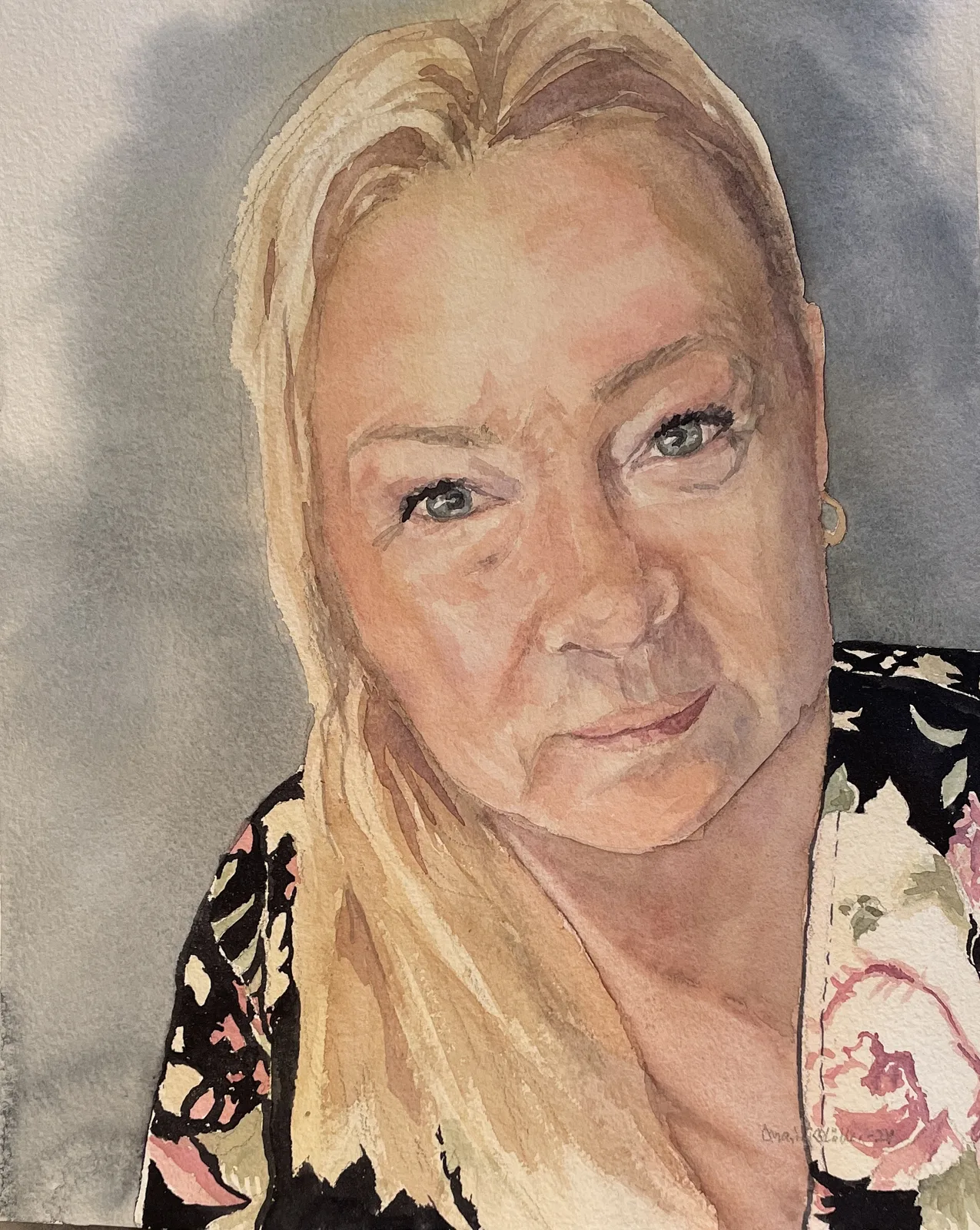 Akvarell Porträtt av Maria Möller