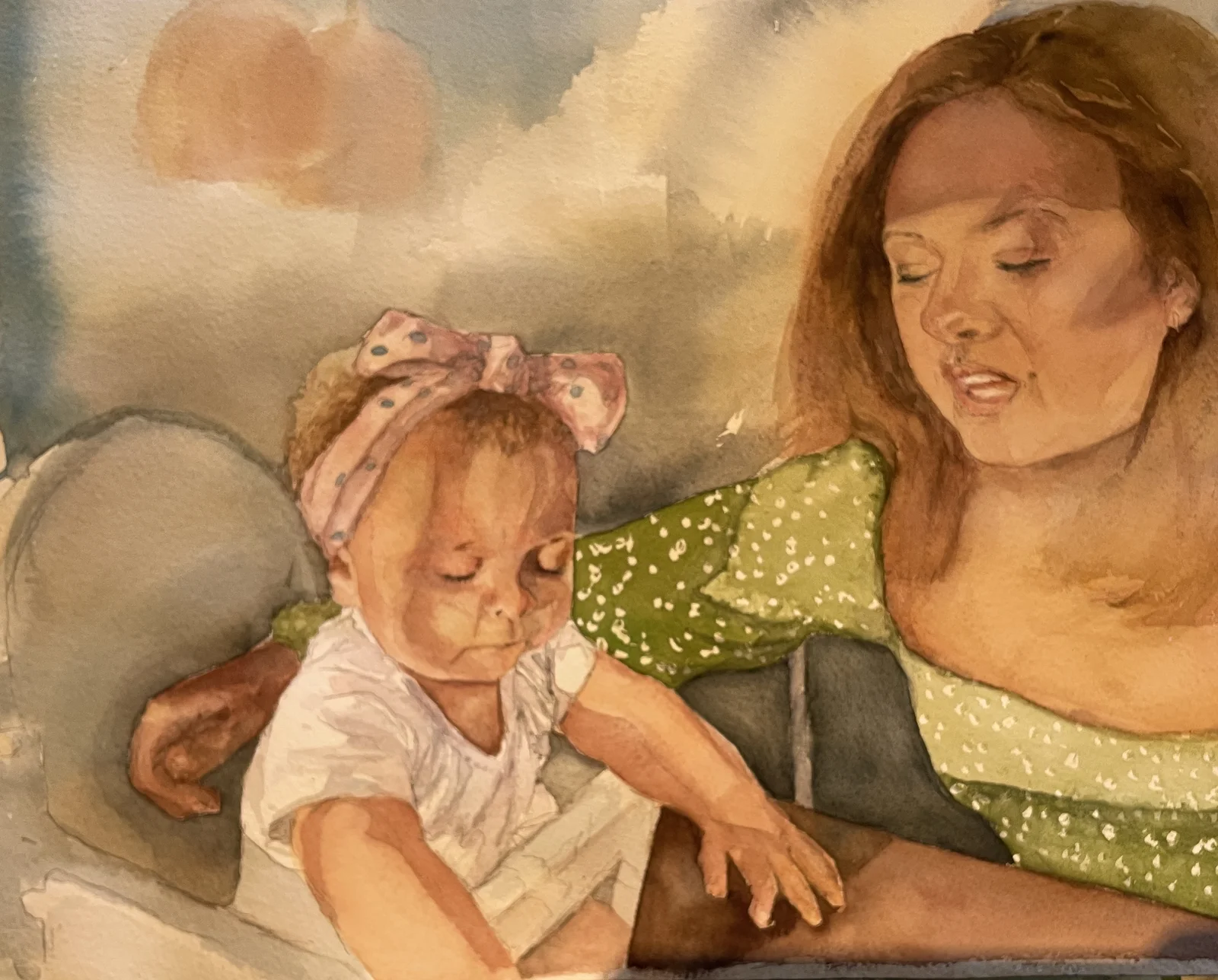 Akvarell Sol på terrassen av Maria Möller