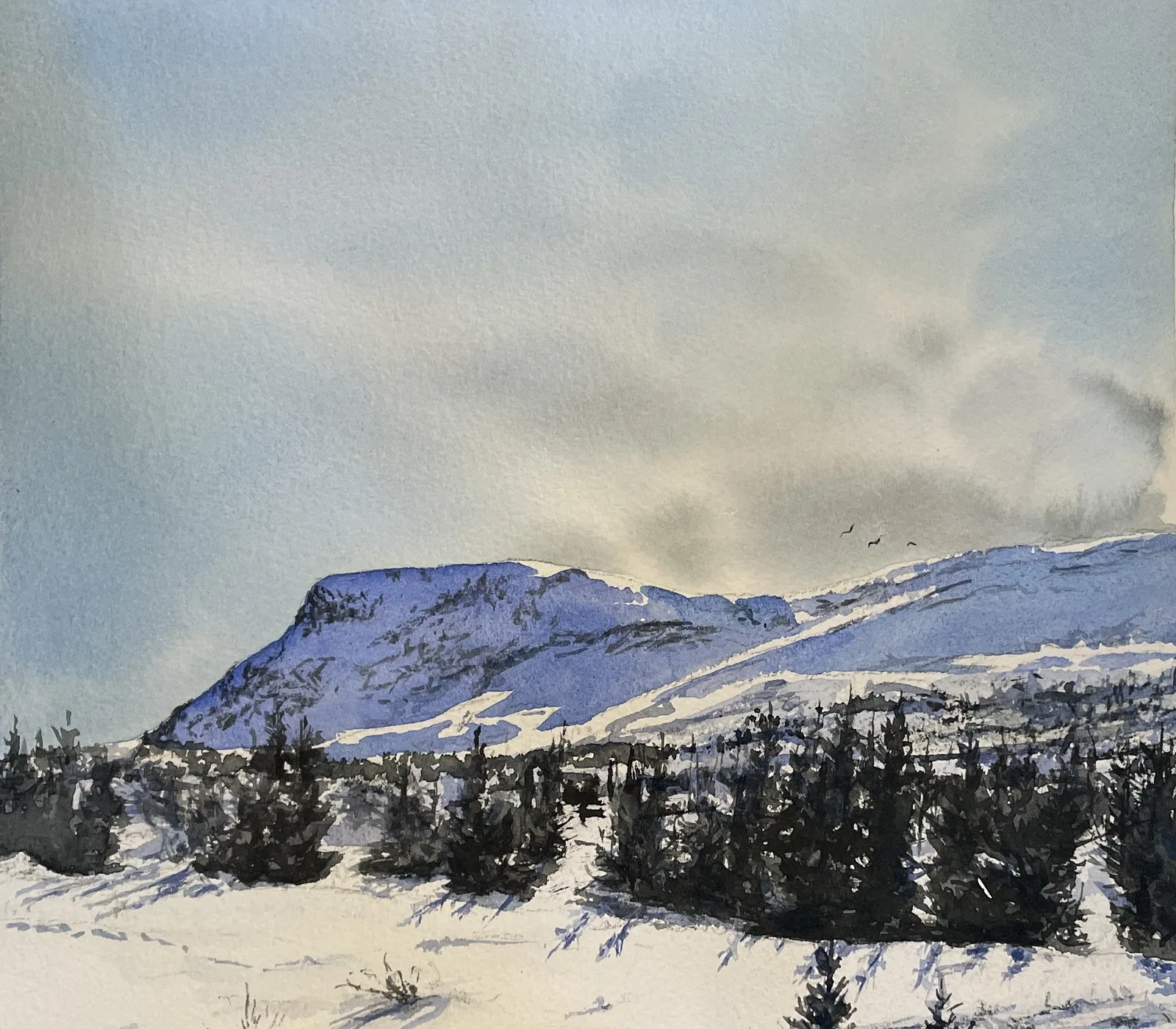 Akvarell Fjällsida av Maria Möller