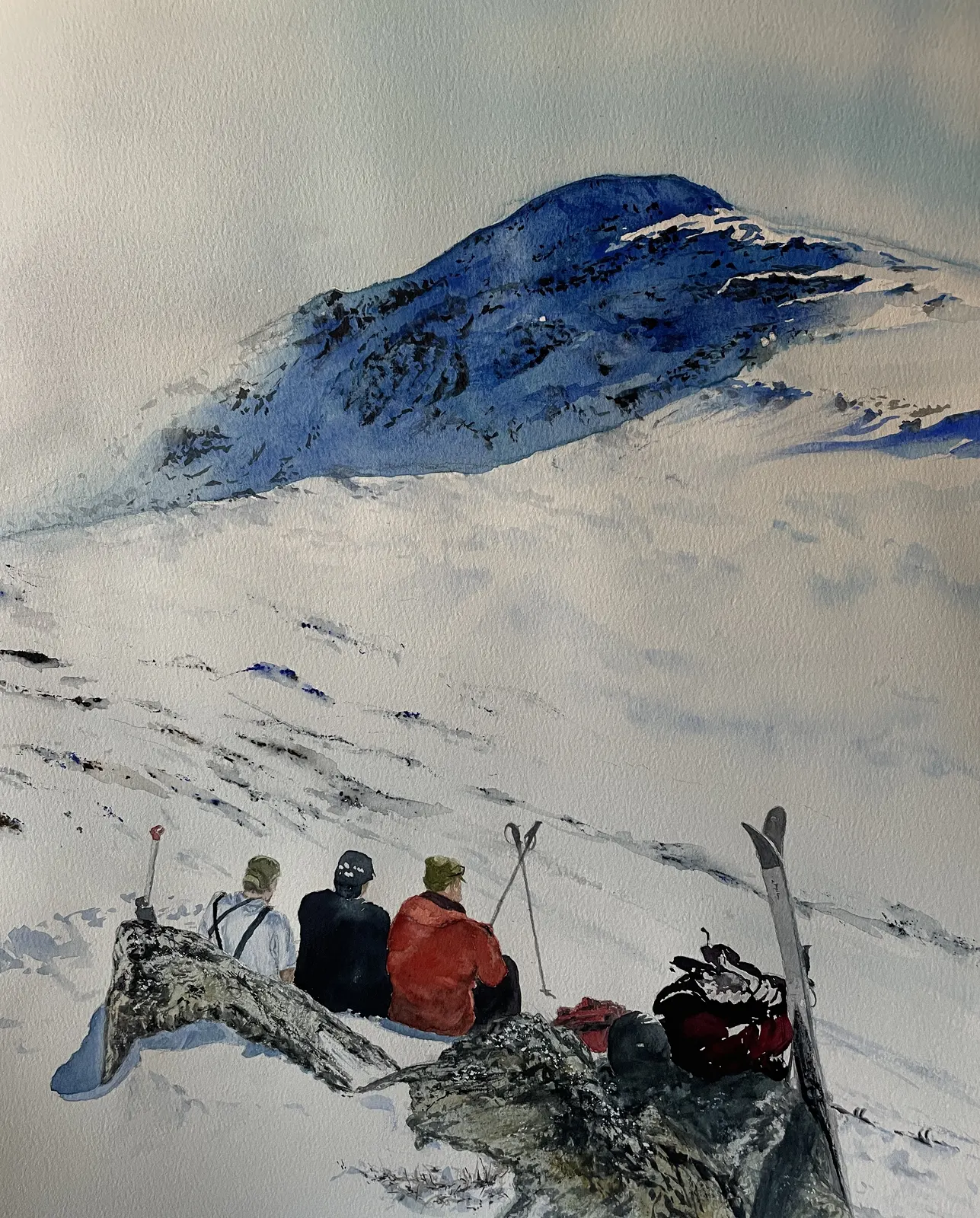 Akvarell Fjällfika av Maria Möller