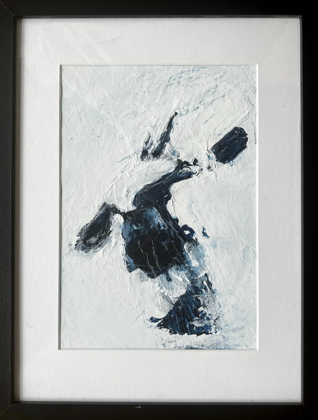 Akrylmålning Skata 36 b’ vändbar’ Titel: Koreografi i det blå av Tom Kvém