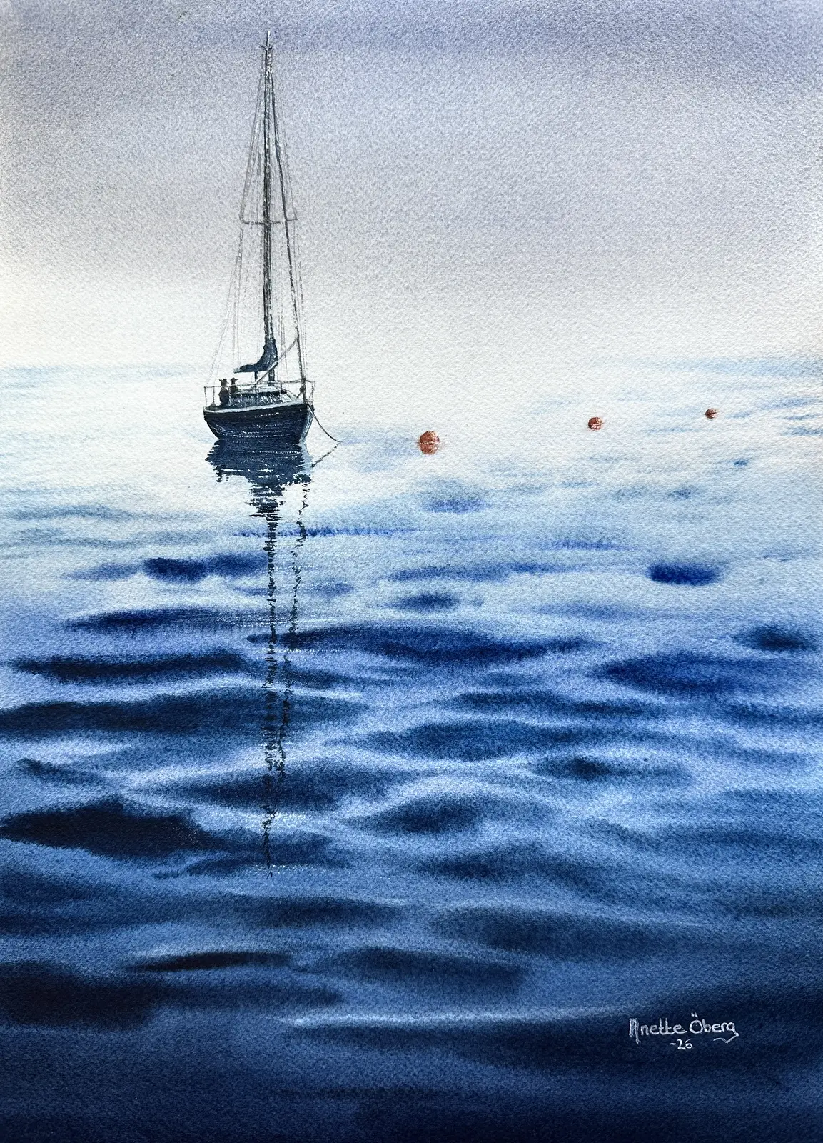Akvarell Förankrad i stillhet av Anette Öberg