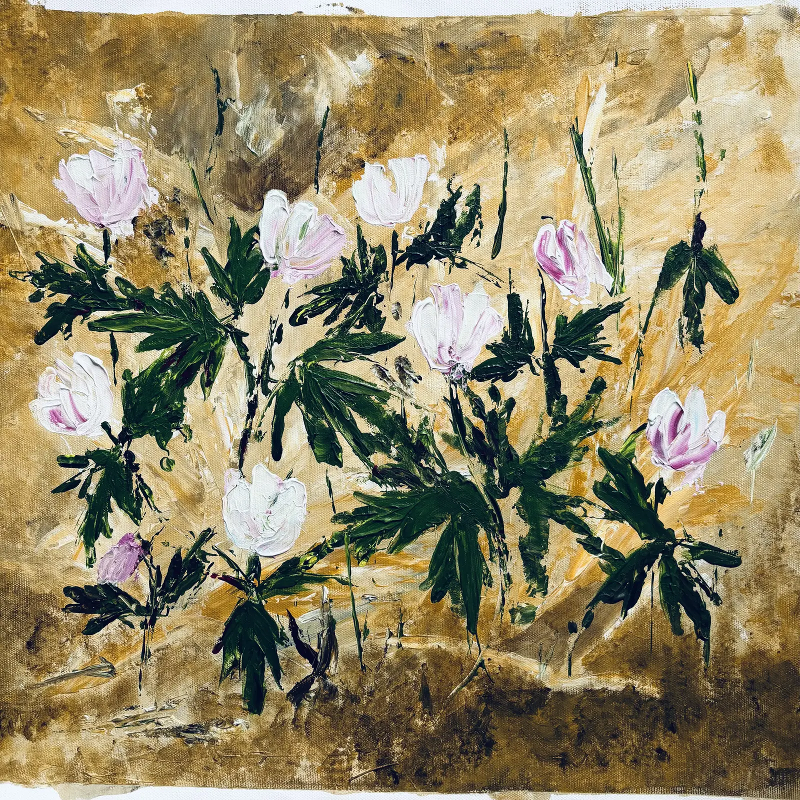 Akrylmålning Vitsippsspritt av Marie Eriksson Osborne