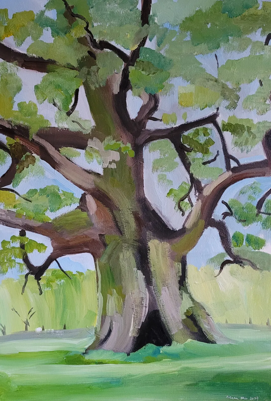 Akrylmålning Ek av Malva Forslin