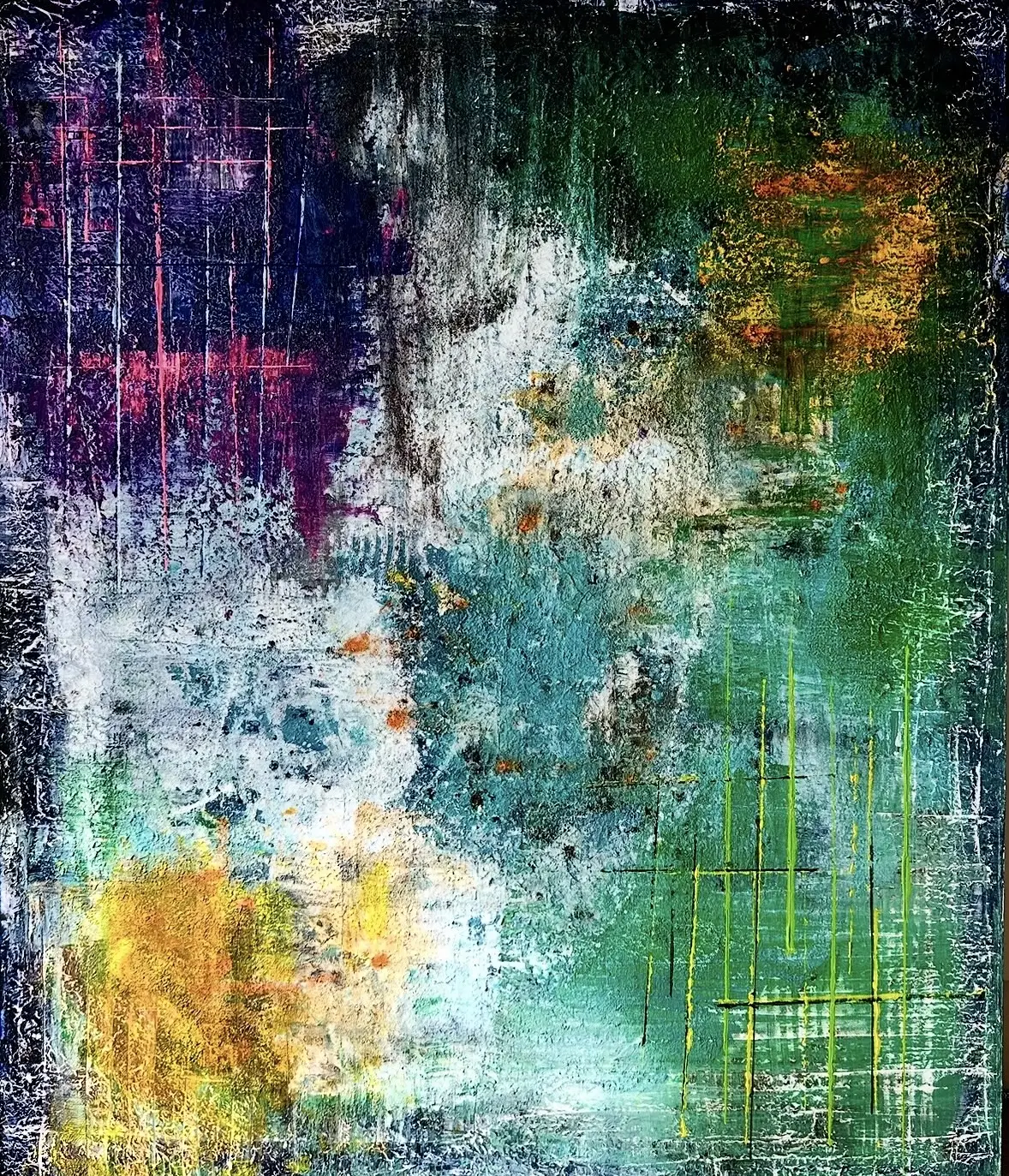 Akrylmålning När färgskiften Visar sig/ Where Colors Turn av Cecilia Larsdotter