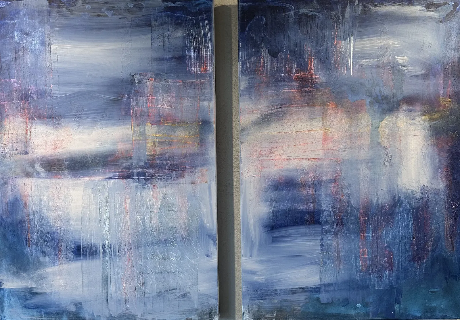 Akrylmålning När Dimman rullar in / When the Mist Rolls In (Diptych) av Cecilia Larsdotter