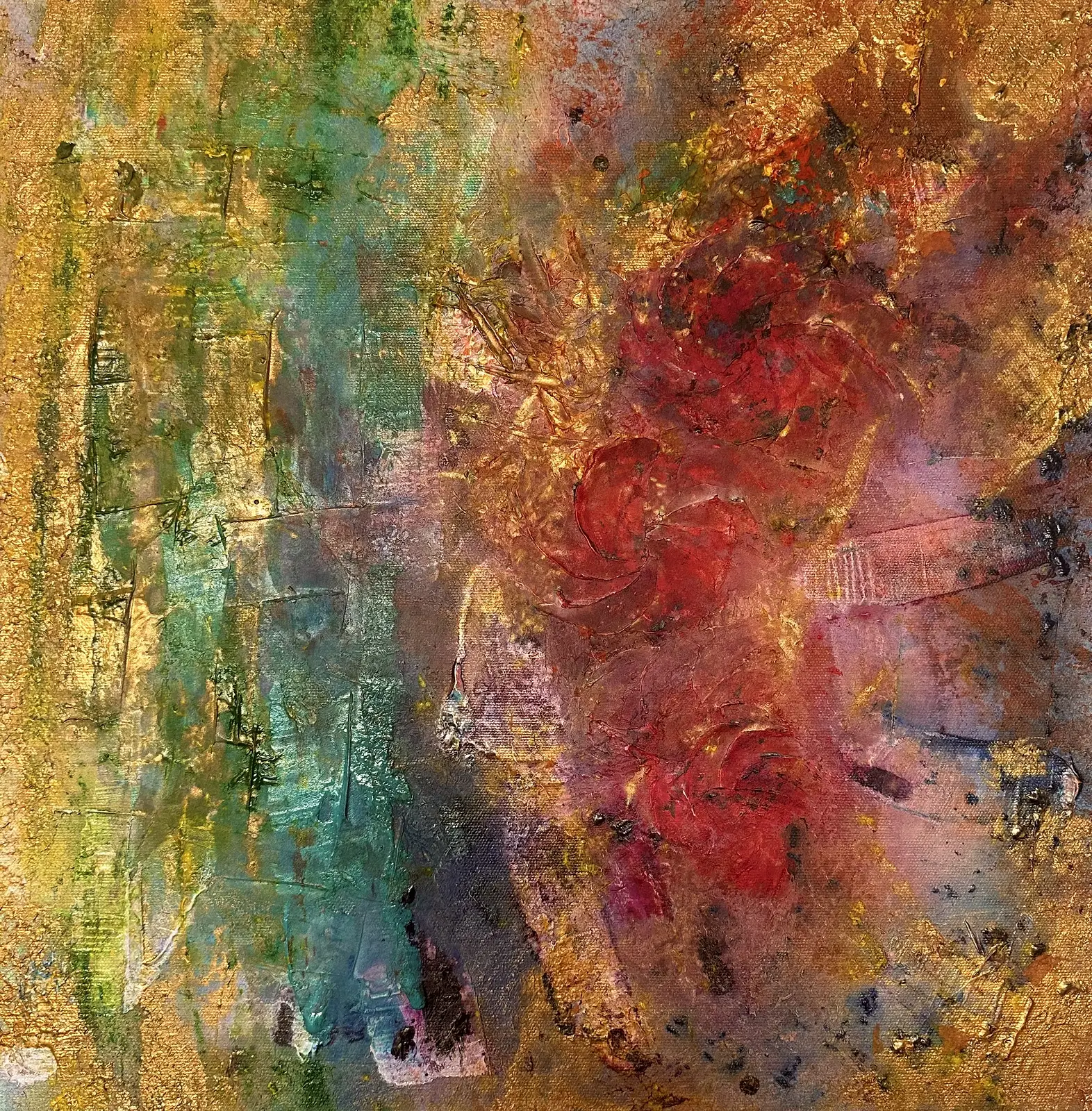 Akrylmålning När universum sprudlar av pioner 2 / When the Universe Bursts into Peonies II av Cecilia Larsdotter