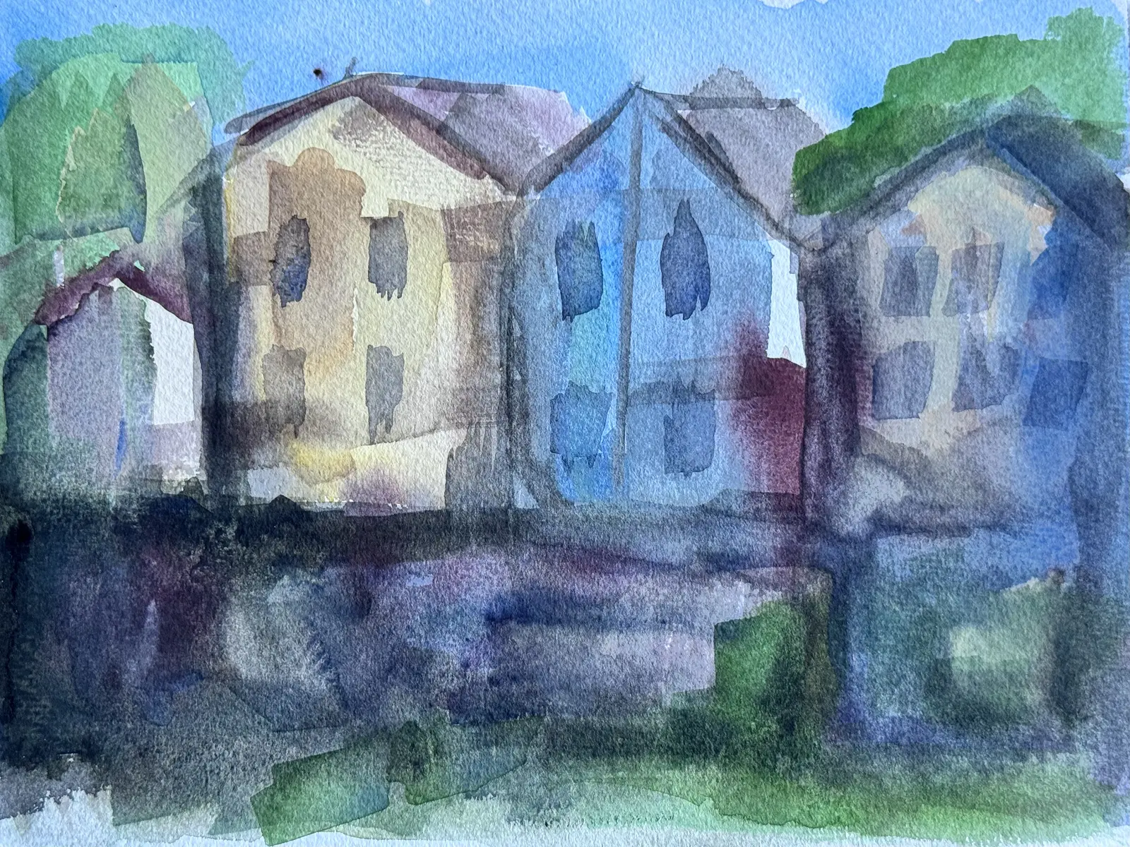 Akvarell Hus av Nikolas Nilsson