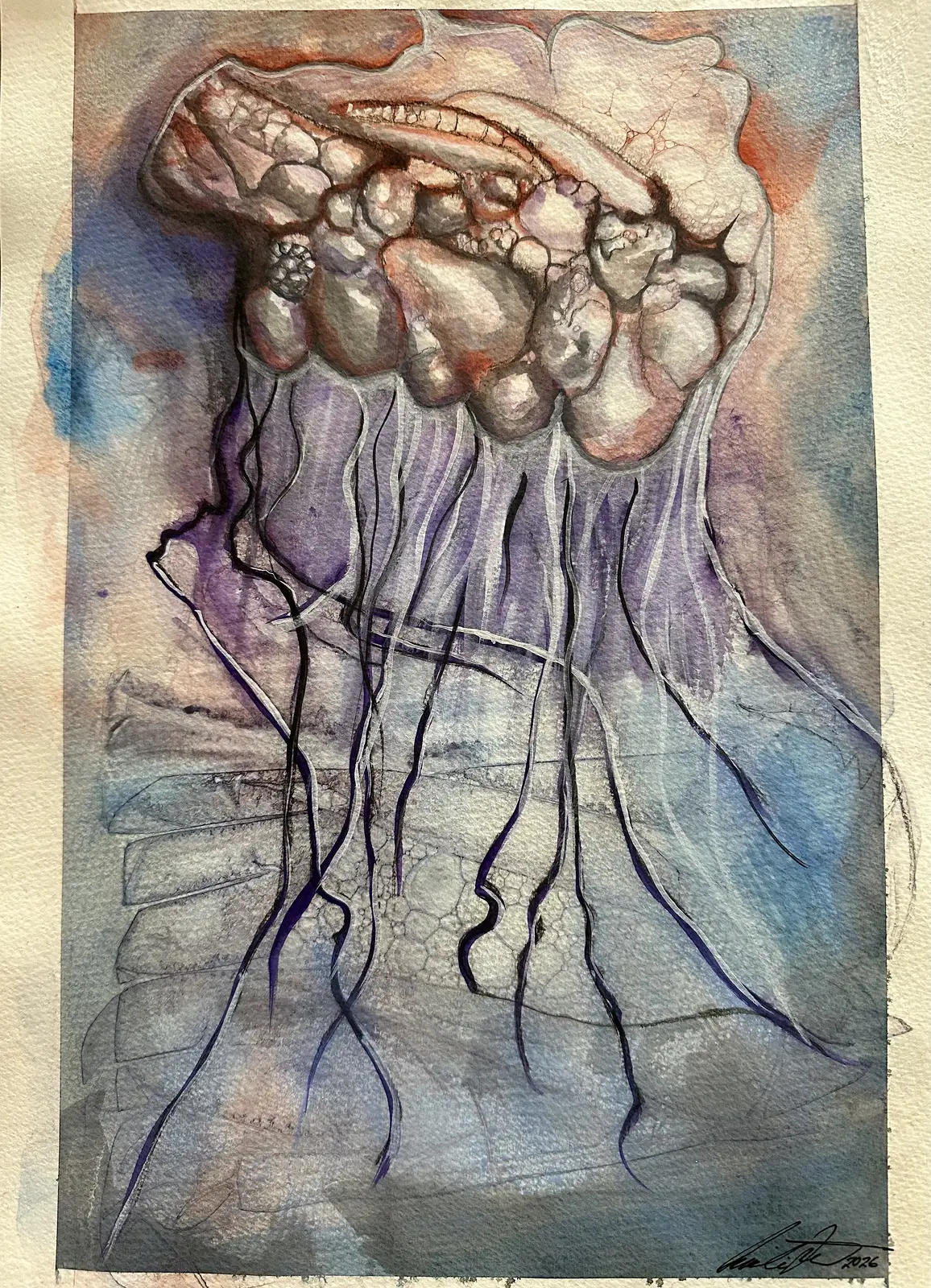 Akvarell Inner Tides 3 Orginal akvarell av Cecilia Larsdotter